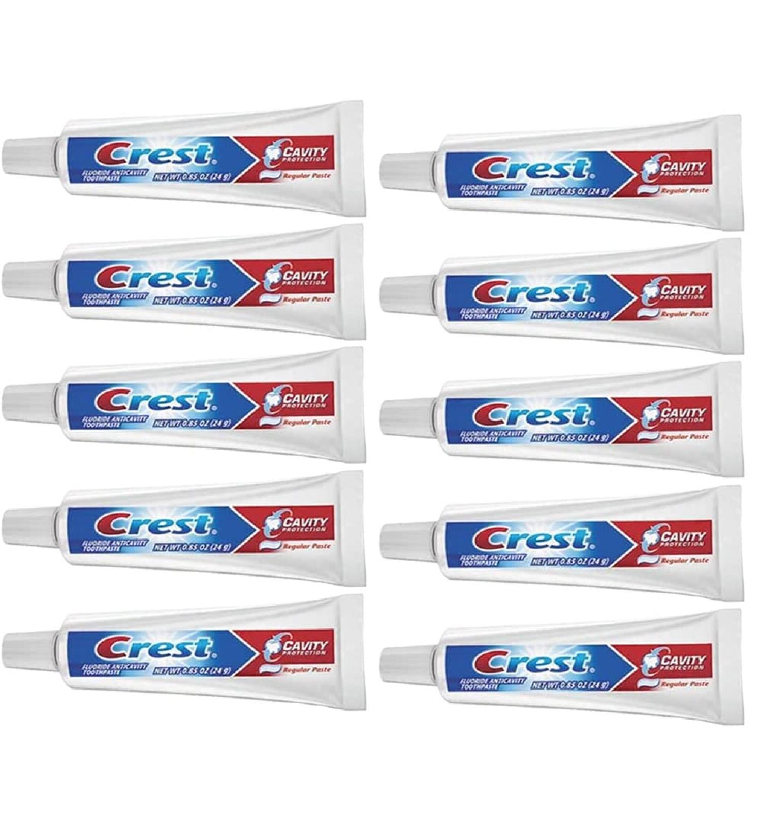 Crest Cavity Protection Regular Toothpaste Travel Size .85 oz. (24g) - Pack of 10