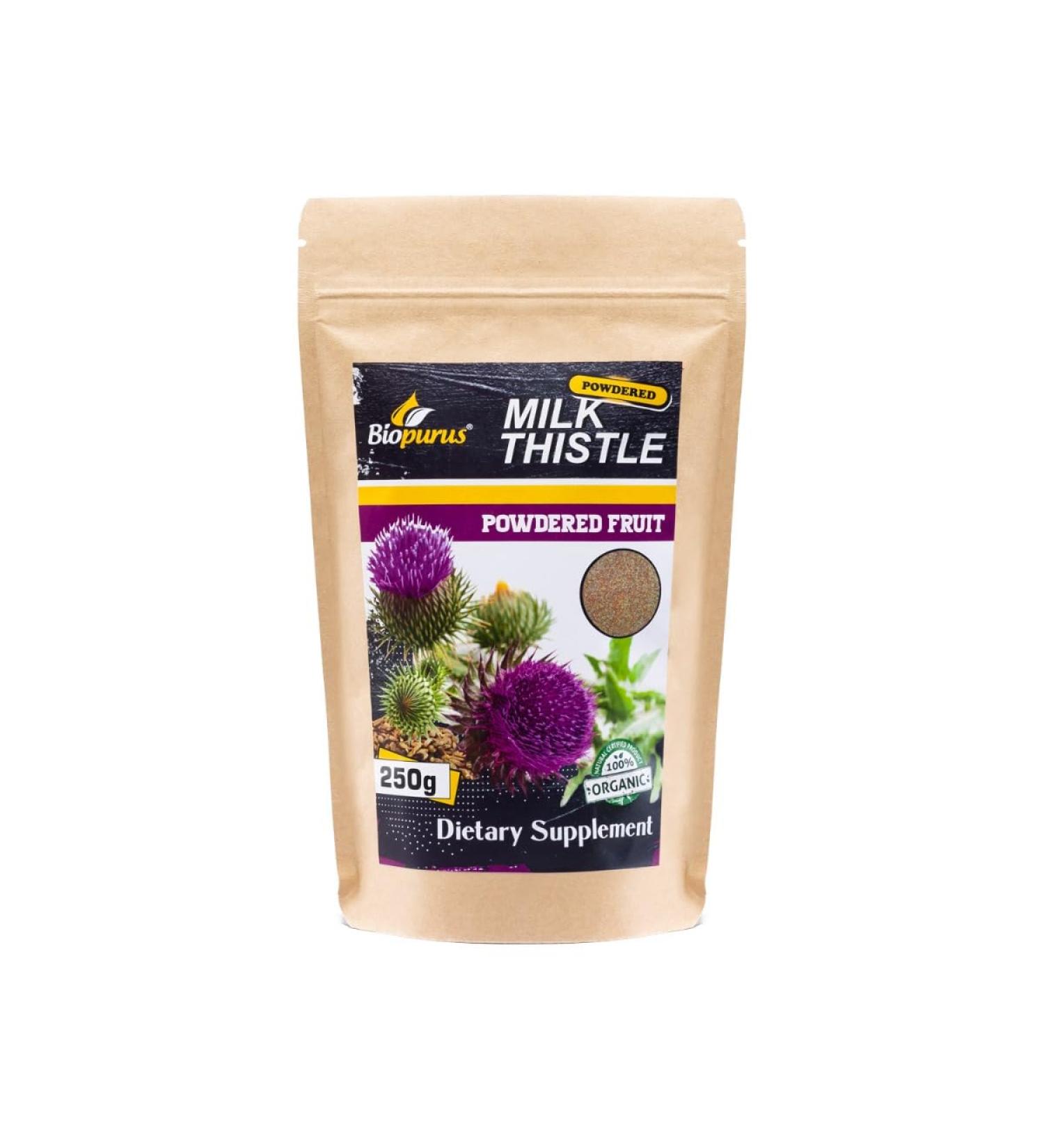 Biopurus Organic Milk Thistle Powder 250g - Rich in Silymarin | Pure and Natural - Buy Online on GoSupps.com