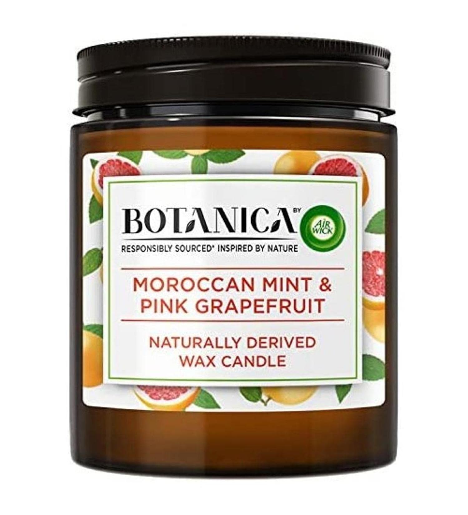 Botanica by AirWick Naturally Derived Wax Candle - Moroccan Mint & Pink Grapefruit | Up to 40 Hours Burn Time | Pack of 1 - Buy Online on GoSupps.com