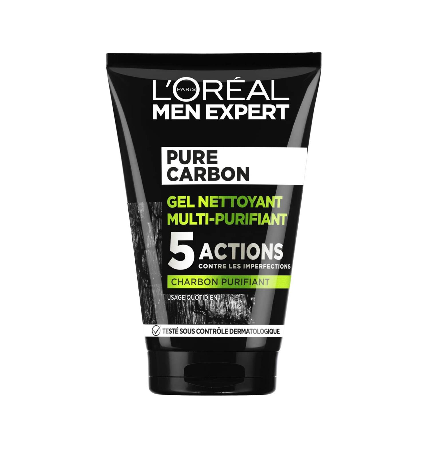  L'Oreal Paris Men Expert l'orealparismenexpert L'Oreal Men Expert Pure Charcoal Multi-Purifying Cleansing Gel Face for Men Oily Skin 100 ml (Pack of 1) - Buy Online on GoSupps.com