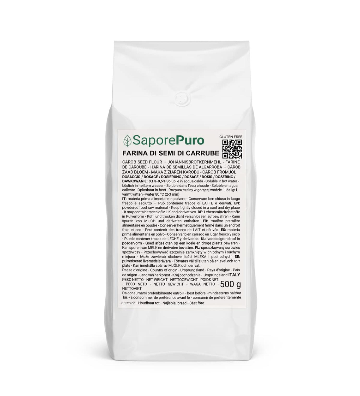 Saporpuro LOCUST BEAN FLOUR 500 gr - locust bean gum - Ideal for ice cream and sorbets 500 g (1 pack)