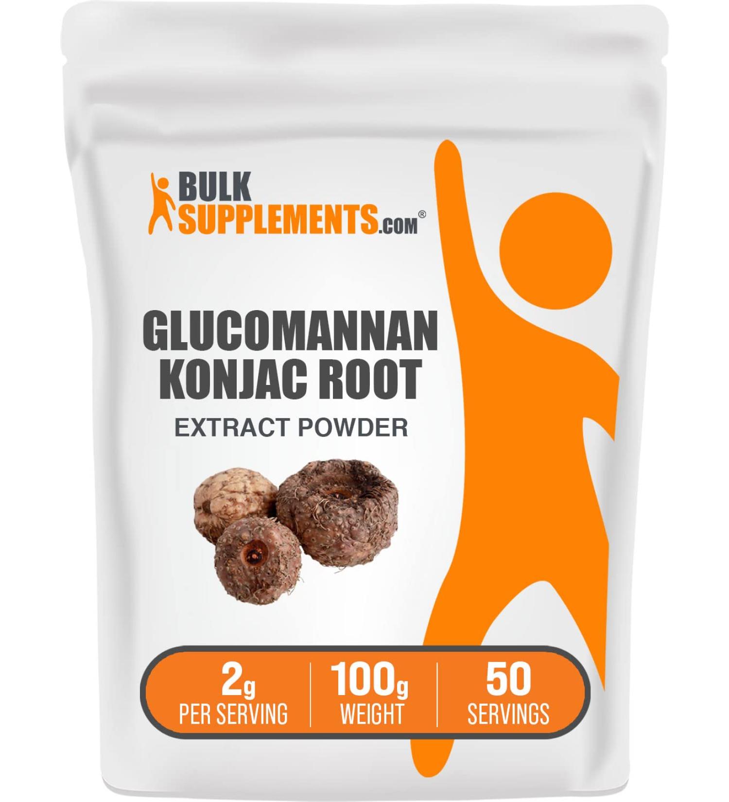 BulkSupplements Konjac Root Extract Powder - Glucomannan Fiber Supplement - 2g per Serving - 50 Servings (100g) - Buy Online on GoSupps.com