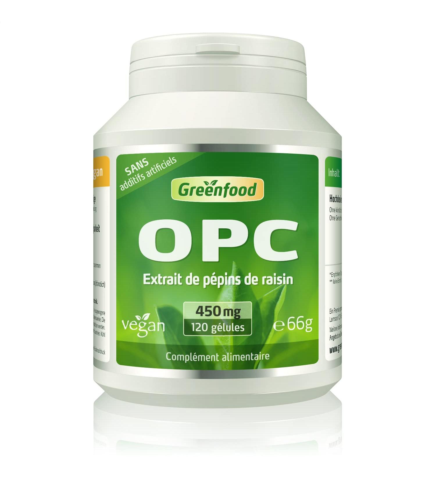 Greenfood OPC 450 mg high dose 120 capsules no artificial additives no genetic engineering. Vegan. - Buy Online on GoSupps.com