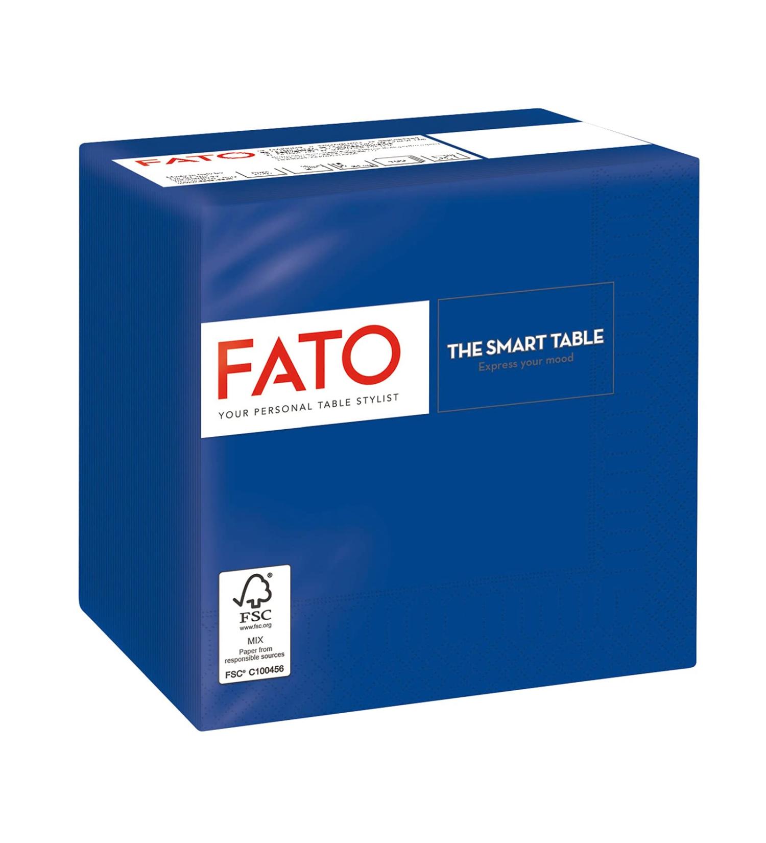 Fato Disposable Paper Napkins - 100 Pack Midnight Blue 24x24cm 4-Folded 2-Layer Ideal for Cocktails & Aperitifs - 100% Pure Cellulose FSC Certified - Buy Online on GoSupps.com