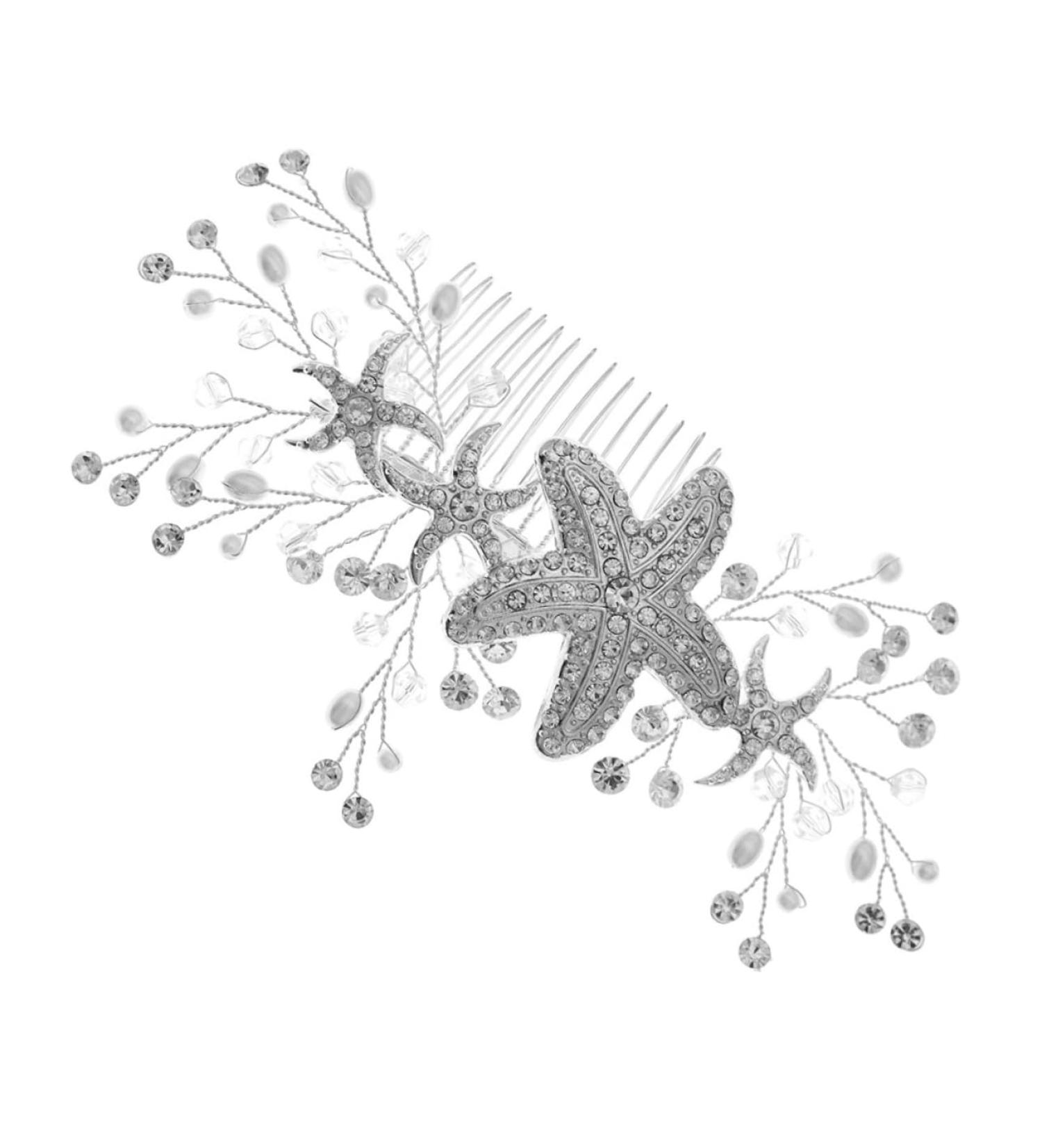 Angoily Starfish Side Hair Comb Bridesmaid Hair Accessories Women's Hair Clips Bridal Hair Pin Beach Wedding Hair Comb Rhinestone Bridal Hair Jewelry Sweet Headgear Wig Banquet Alloy - Buy Online on GoSupps.com