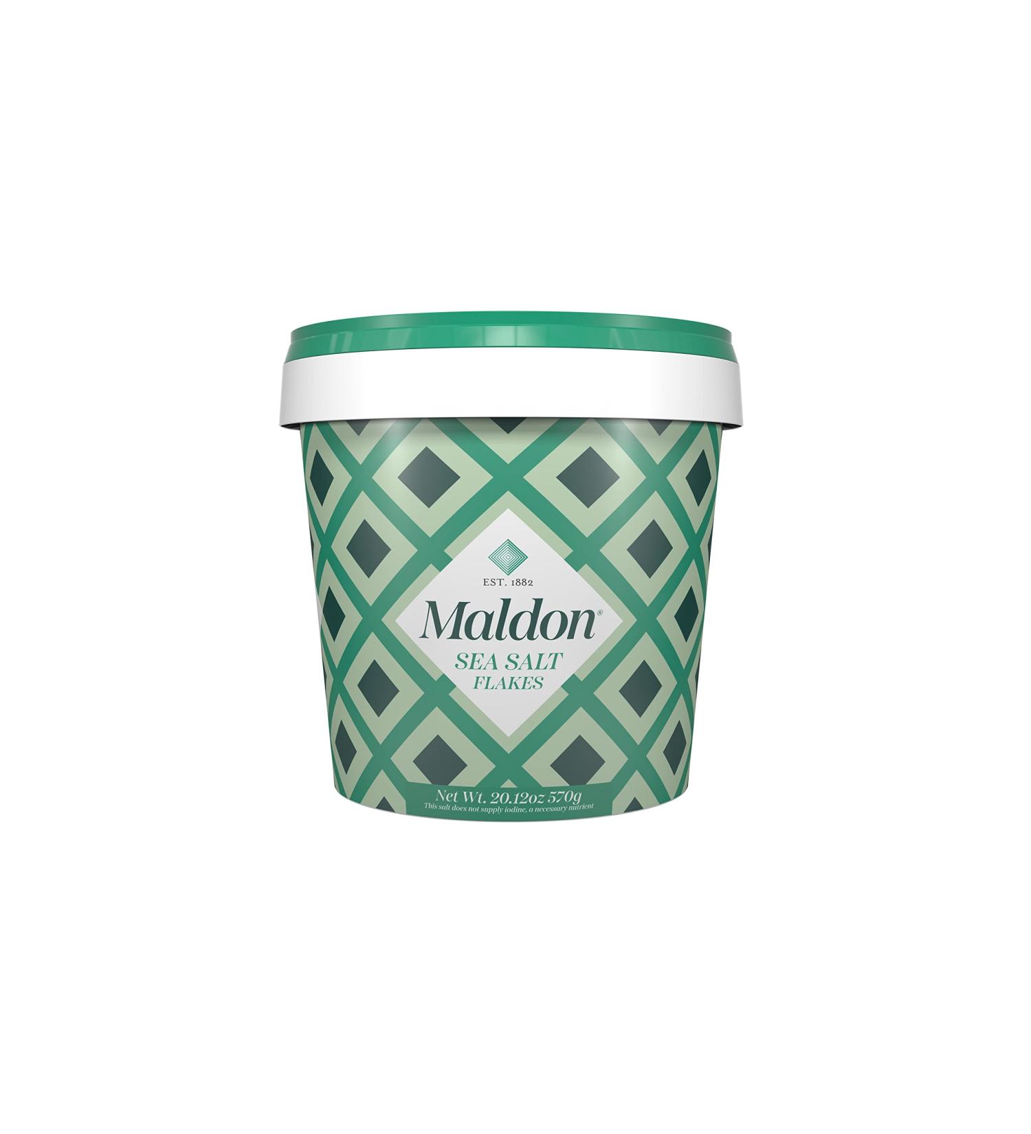 Maldon Sea Salt Flakes 20 oz Resealable Tub - Kosher Handcrafted Gourmet Salt Crystals - Buy Online on GoSupps.com