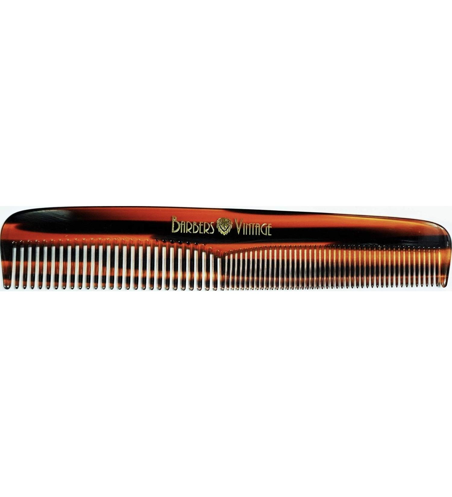 Barbers Vintage Classic Hair Comb for Men - Tortoise Shell Finish | Handmade Fine & Coarse-Tooth Grooming Comb (18cm) - Buy Online on GoSupps.com