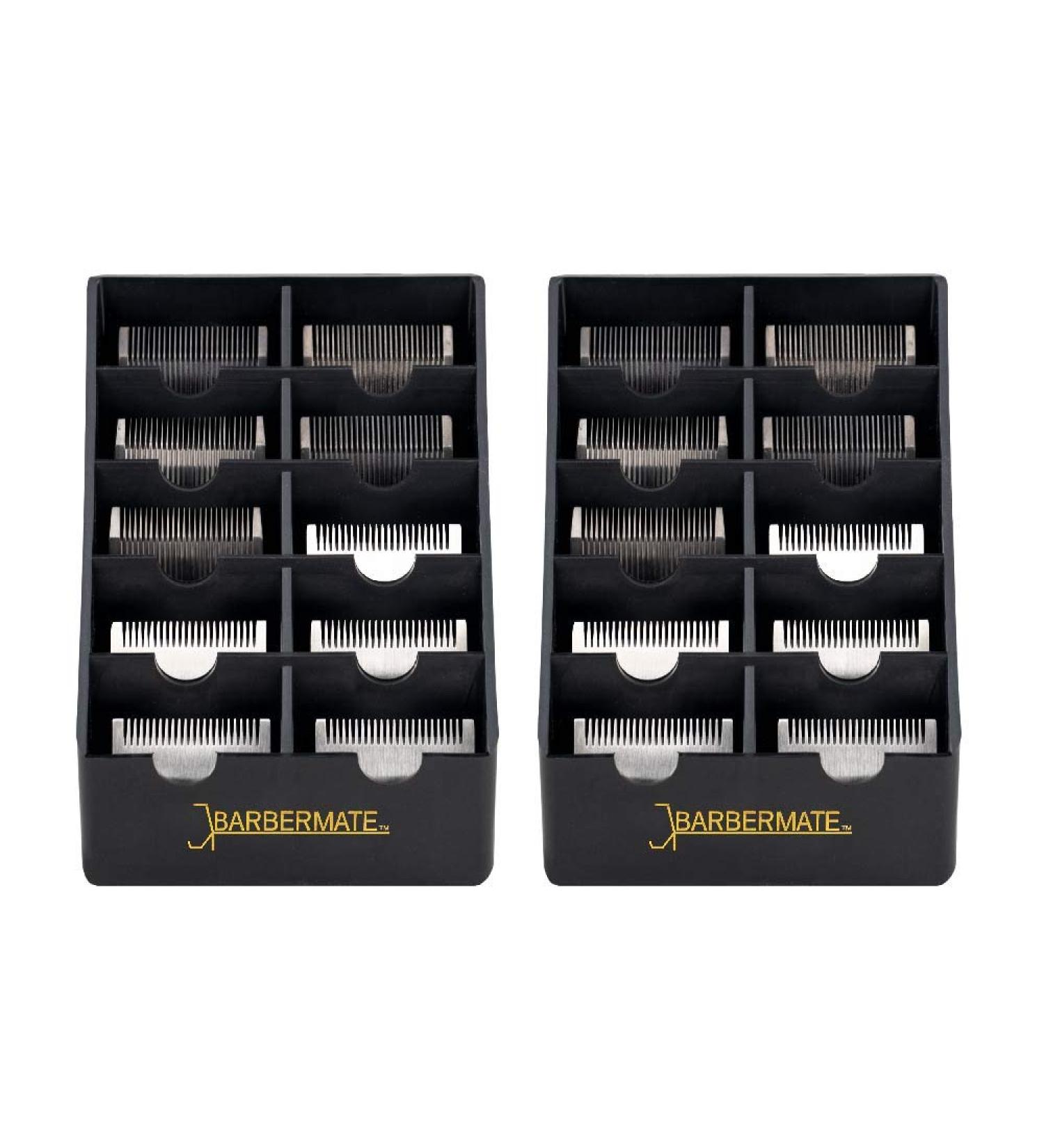 2 Pack BarberMate Blade Rack Storage Tray - Holds 10 Clipper Blades (Black)