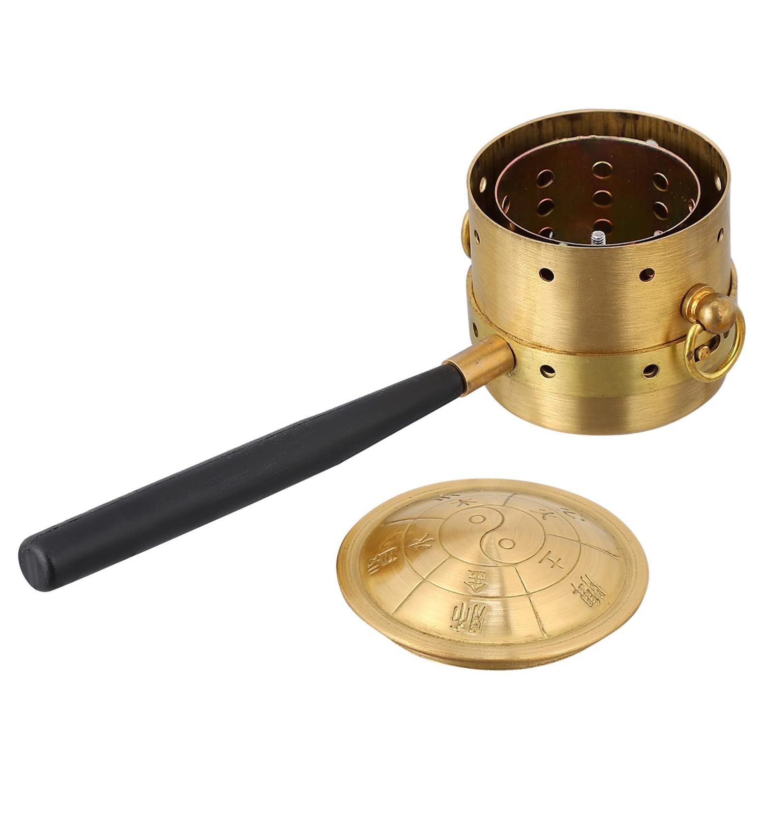 Faruta Moxa Cone Burner - Copper Moxa Stick Holder with Handle for Moxibustion Therapy - Healing Box & Tools for Back Leg Belly Waist - Buy Online on GoSupps.com