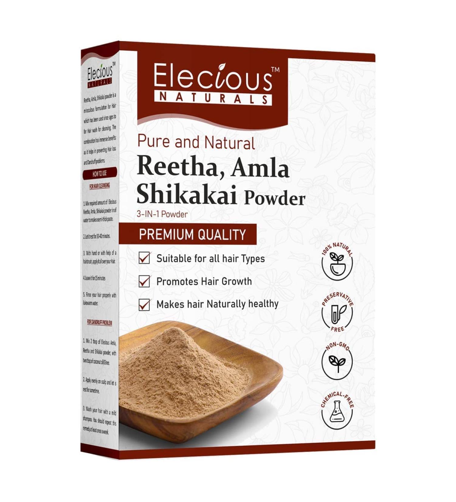 ZANTO Elecious Premium Amla Reetha Shikakai Powder Combo Pack for Healthy Hair
