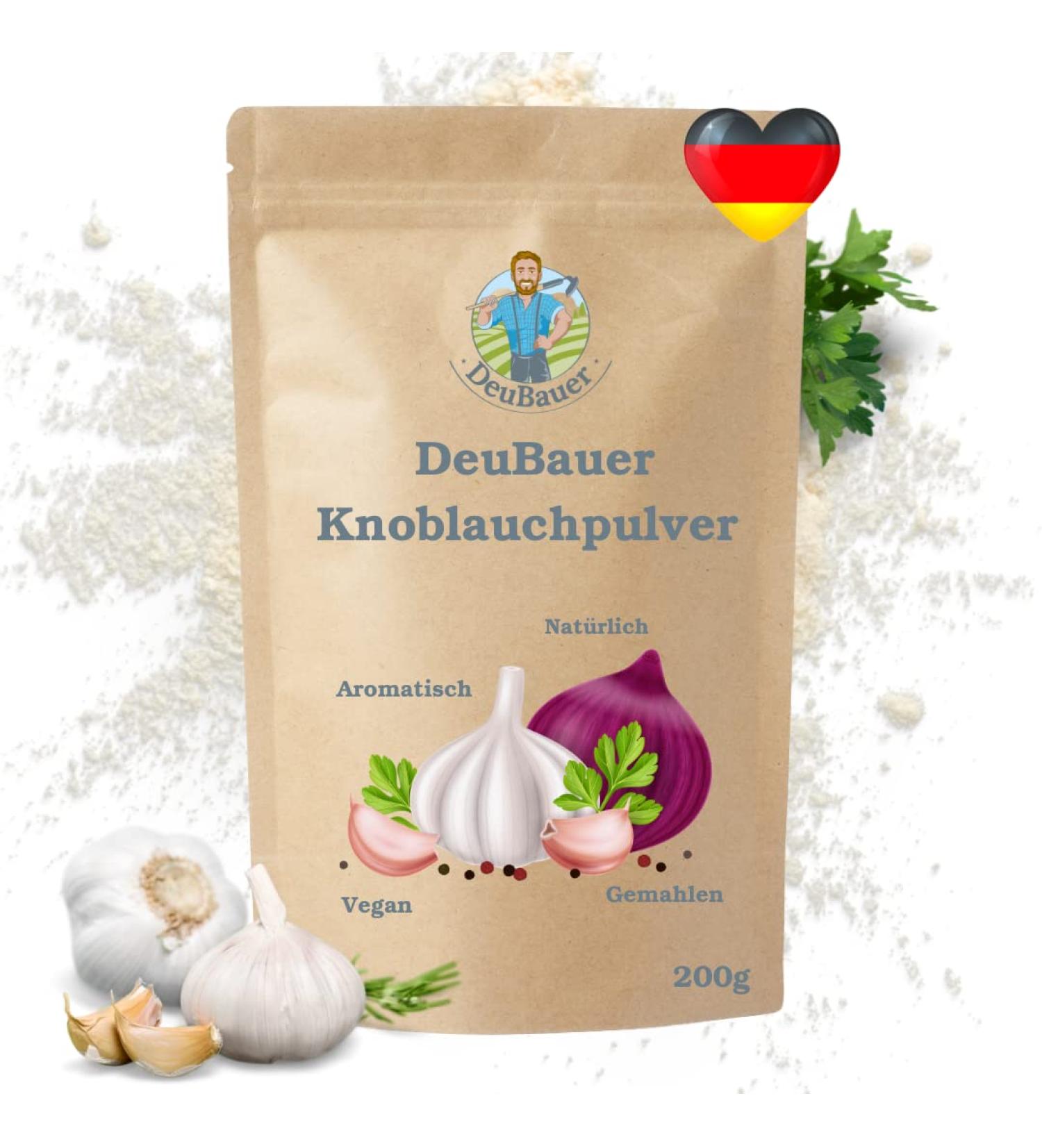 Buy 100% Natural Garlic Powder - Vegan Additive-Free Perfect for All Dishes - Deubauer 200g - Buy Online on GoSupps.com