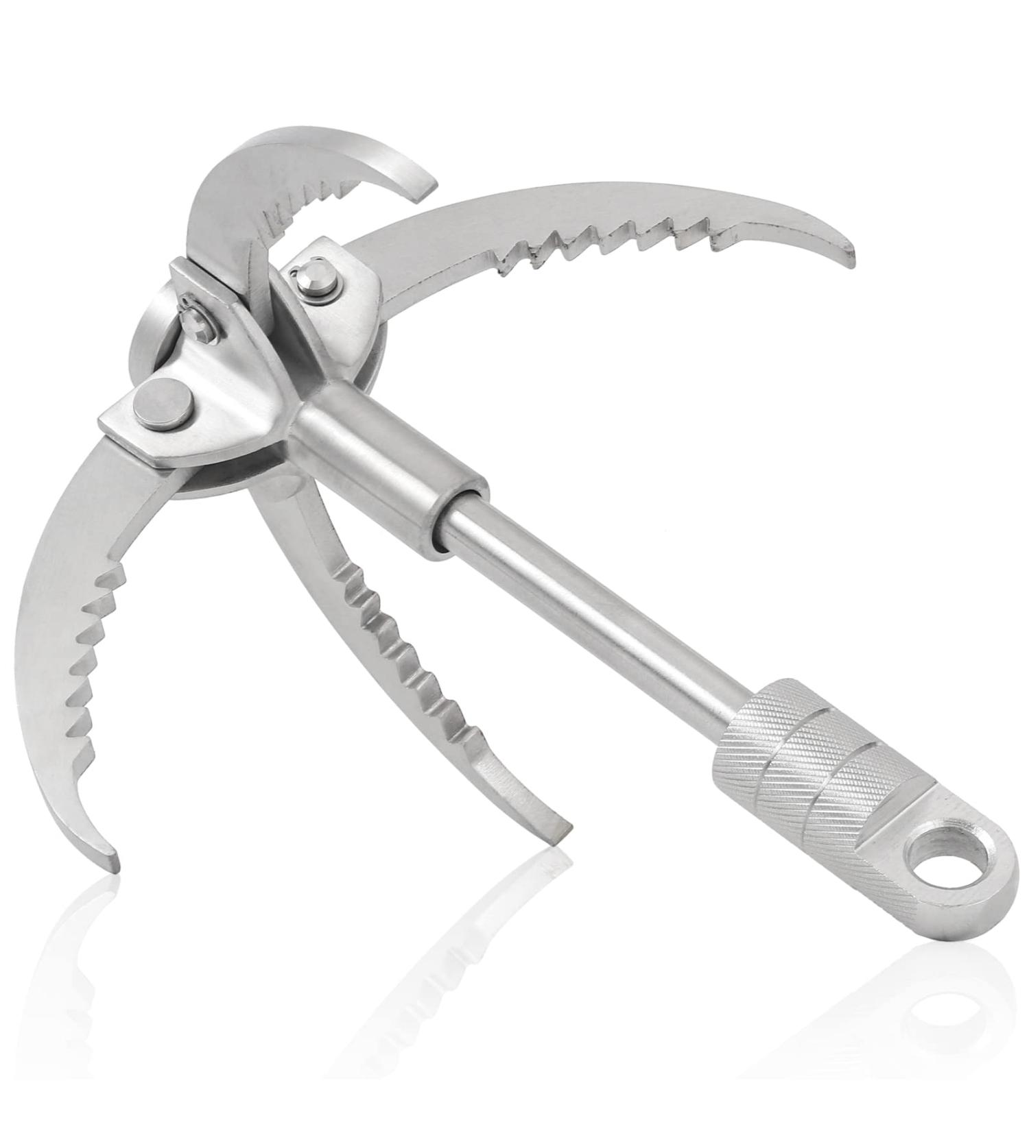 Large Folding Stainless Steel Grappling Hook for Outdoor Survival, Camping, Hiking - 4-Claw Grapple Hook for Tree & Mountain Climbing - Buy Online on GoSupps.com