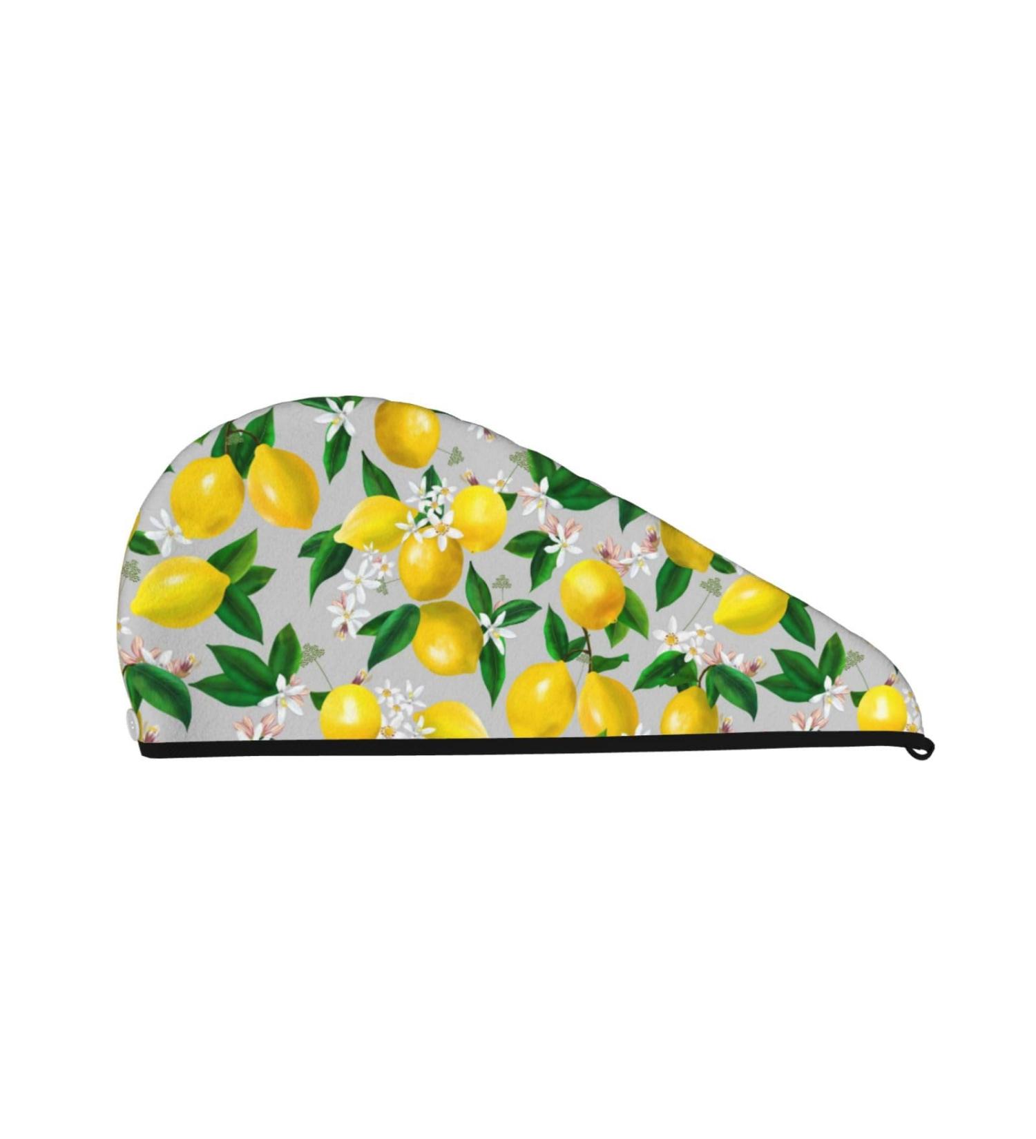 Quick-Dry Hair Towel Wrap - Seamless Lemon Pattern Turban for Effortless Hair Drying - Buy Online on GoSupps.com
