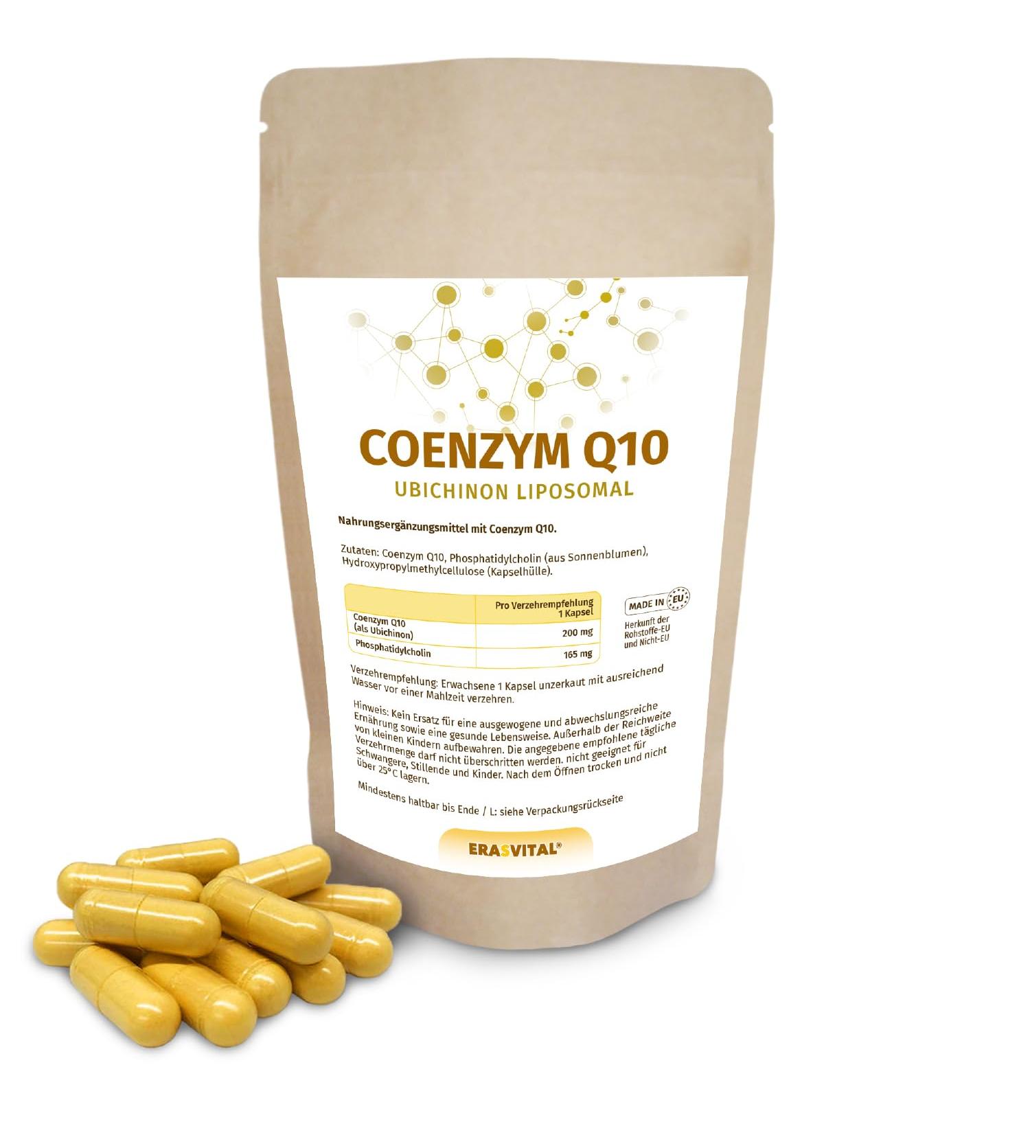  ERASVITAL Coenzyme Q10 Liposomal 200 mg per capsule 180 capsules for 6 months supply - Buy Online on GoSupps.com