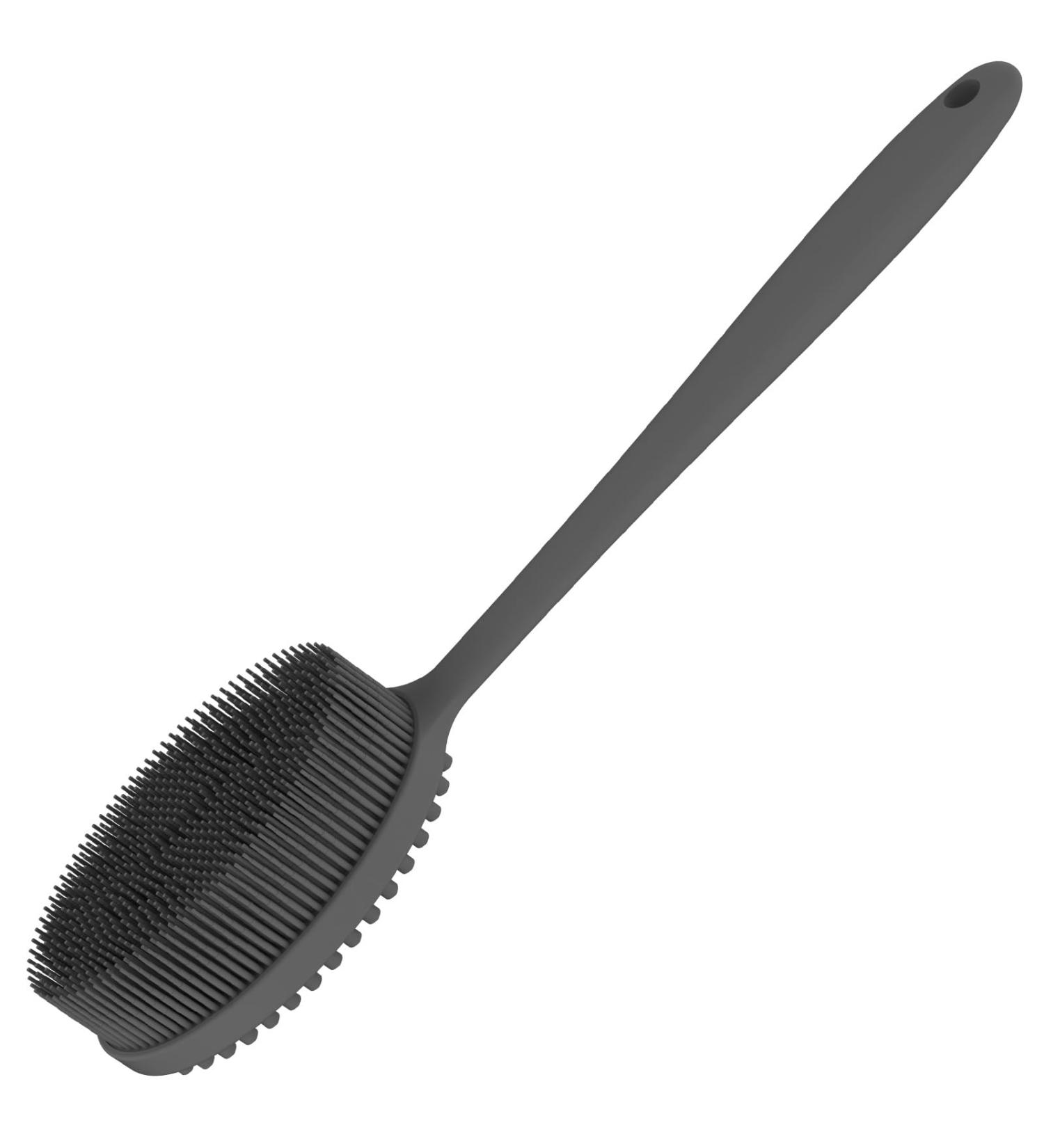 MateeyLife Silicone Body Scrubber with Handle | Exfoliating Shower Brush & Gentle Back Scrubber for a Refreshing Bath Experience - Gray - Buy Online on GoSupps.com