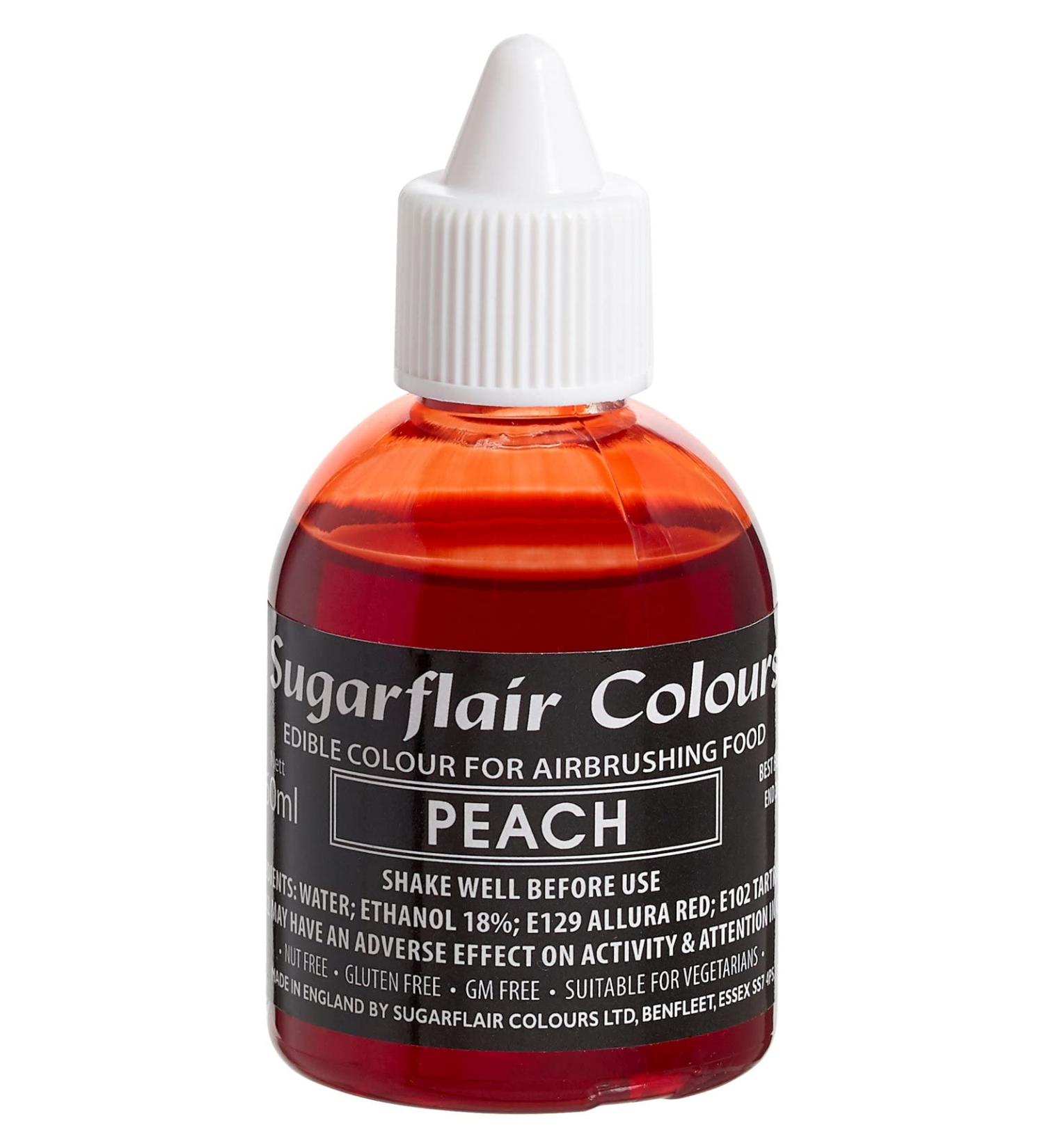 Sugarflair Peach Edible Airbrush Colour - Edible Food Colouring Airbrush Paint for Cakes Cupcakes Icing and Cake Decorations - 60ml