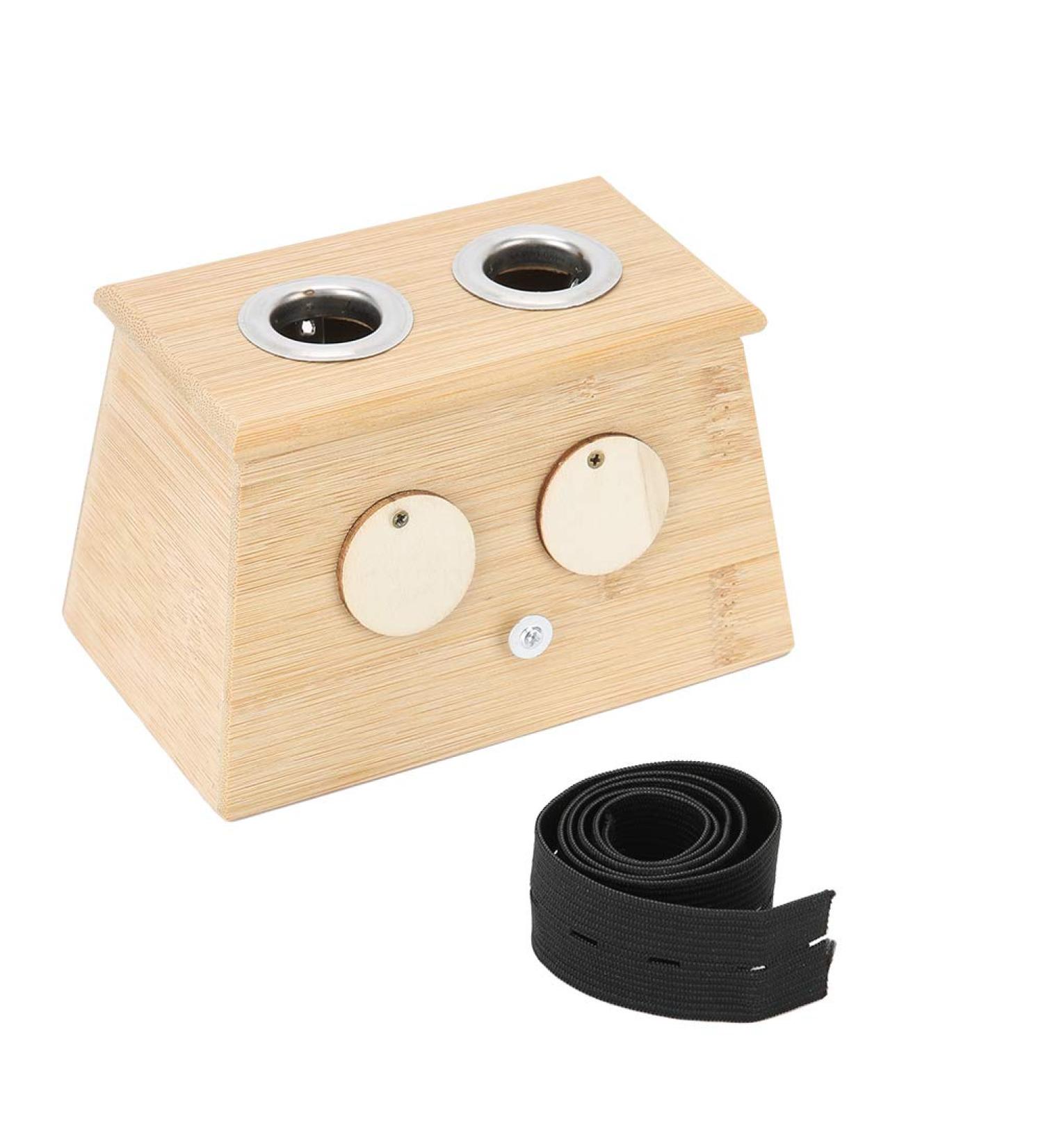 Bamboo Moxa Moxibustion Box - 2 Holes Moxa Roller Stick Holder | Moxibustion Tool for Effective Therapy - Buy Online on GoSupps.com