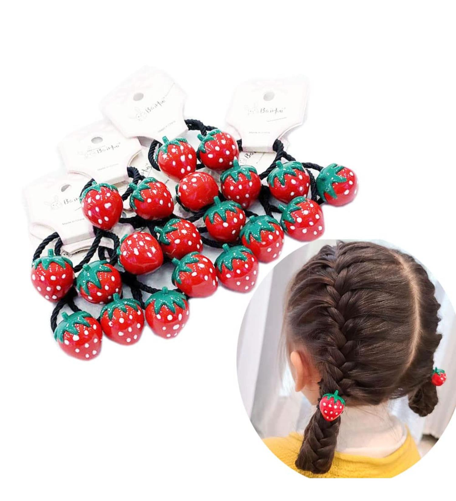 Yuanxue Elastic Hair Ties Set - 20Pcs Cute Cartoon Strawberry Hair Bands for Girls - Buy Online on GoSupps.com