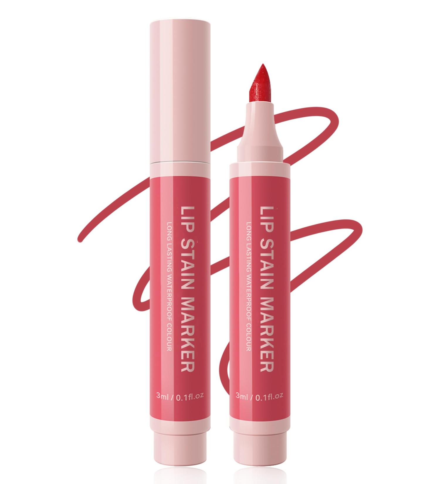 Lip Stain Marker Pen-1Pcs Berry Pink Hydrating Lip Stain Liquid Lip Liner Pencil Matte Color Look Longlasting Waterproof Smudgeproof Natural Finish Precise Chisel Tip Smooth Makeup Gift for Women-01 01# - Buy Online on GoSupps.com