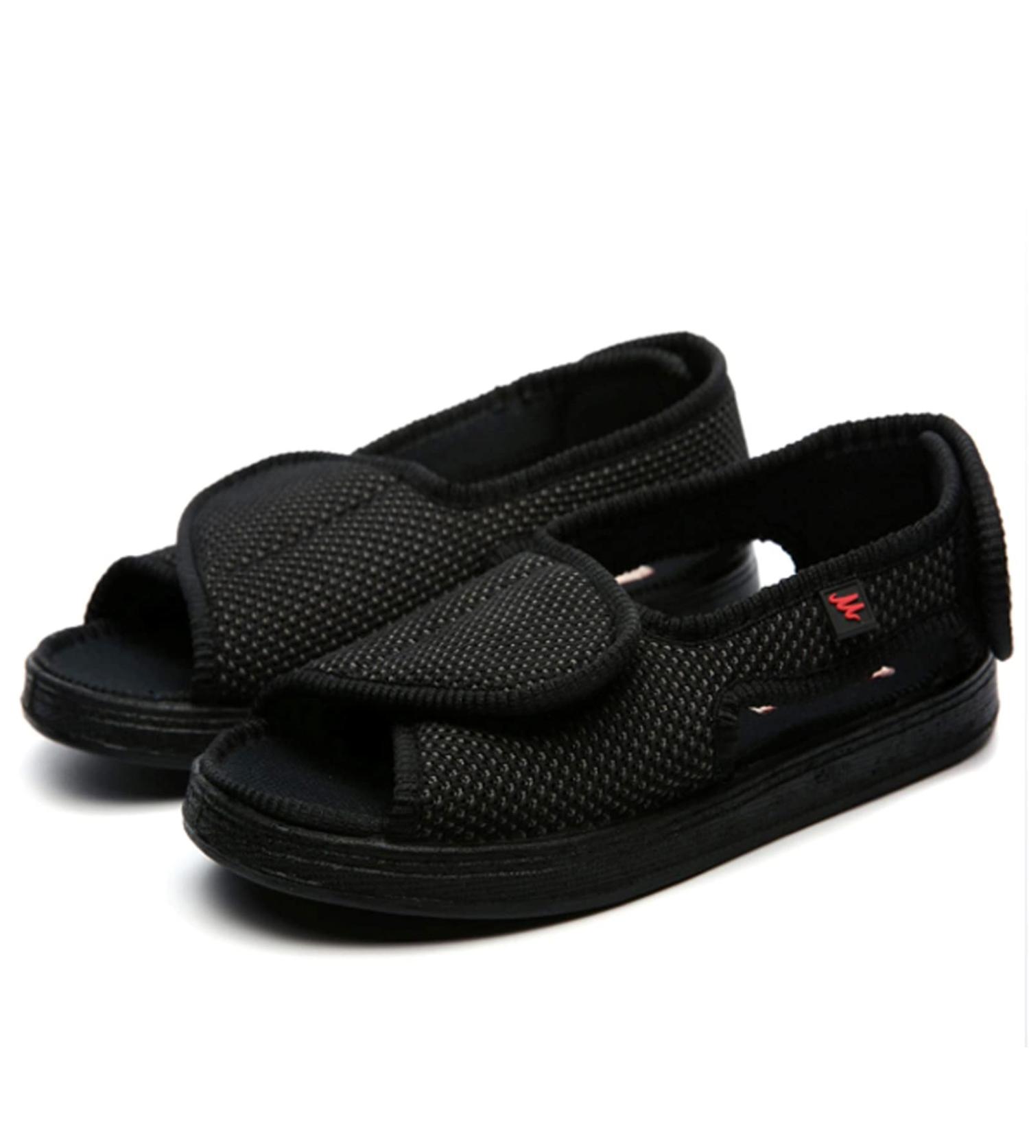Diabetic Slippers | Adjustable Arthritis & Edema Relief | Wide Width Sandals for Swollen Feet | Lightweight & Comfortable | Black Size 44 - Buy Online on GoSupps.com