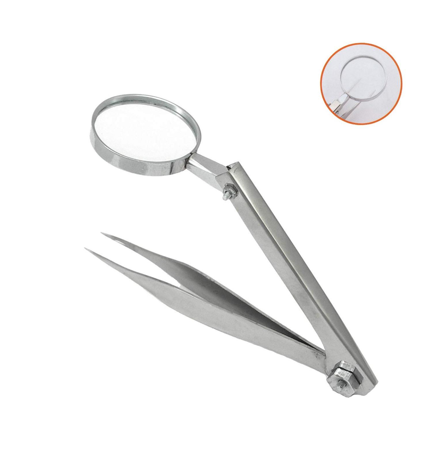 Tweezers splinter tweezers with magnifying glass according to Feilchenfeld 13 cm long stainless steel