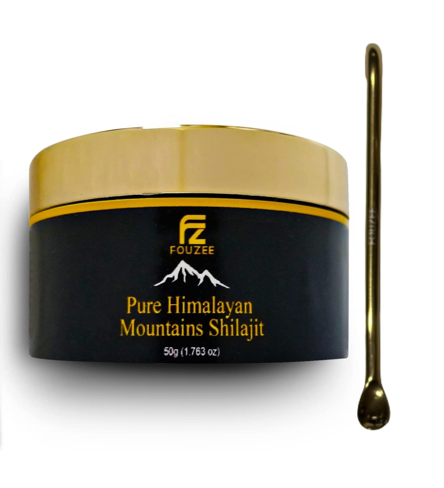 FOUZEE Pure Himalayan Shilajit 50g - Authentic Hard Consistency, Natural Source of Fulvic Acid & 85+ Trace Minerals with Stainless Steel Spoon - 1.76oz (Pack of 1) - Buy Online on GoSupps.com