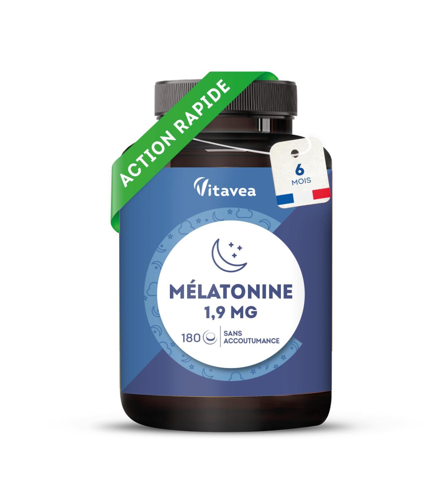 Melatonin 1.9 mg | Fast Action | Mint Flavor Sucking Tablets | Sleep Supplement | Sleep Adult Sleep Jet Lag | 180 Tablets | Made in France | Vitavea - Buy Online on GoSupps.com