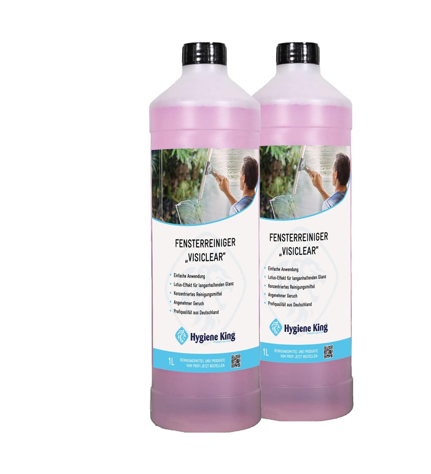 Hygiene King Glass Cleaner | Lotus Effect | 2x1L Concentrate for Streak-Free Windows & Mirrors  - Buy Online on GoSupps.com