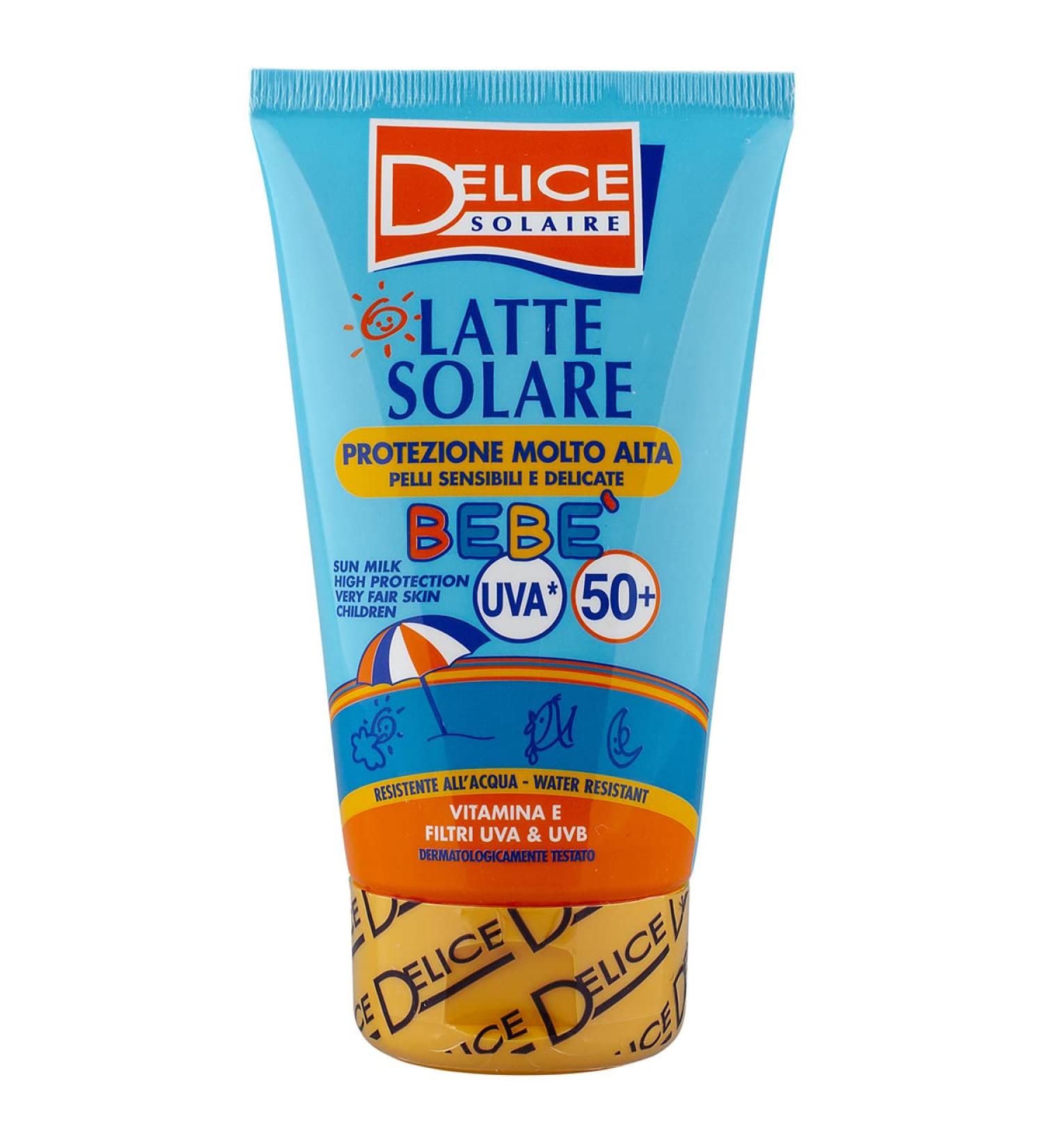 DELICE Lait solaire pour enfants SPF 50+ UVA UVB Vitamine E 100 ml - Buy Online on GoSupps.com
