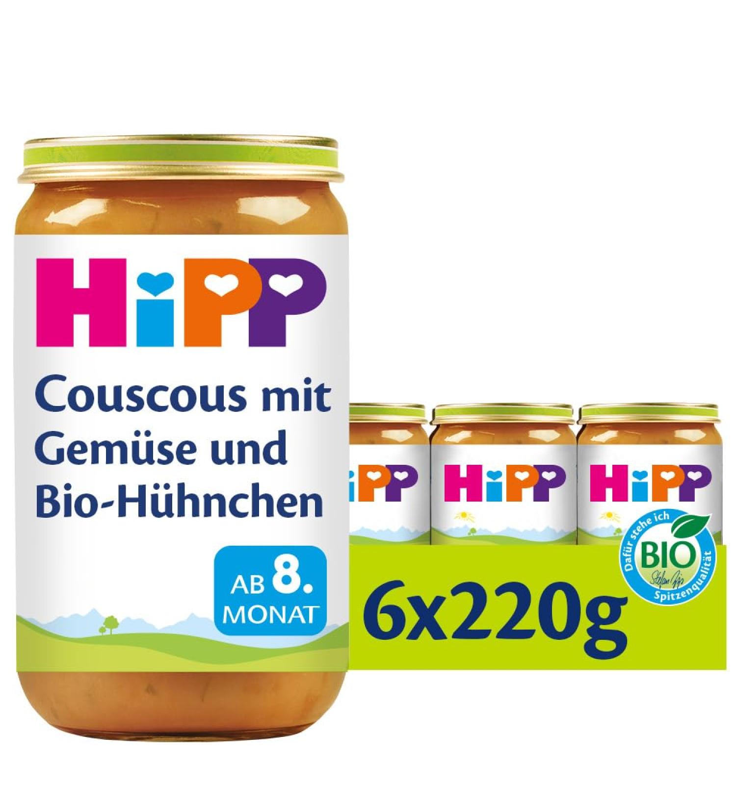 HiPP Couscous with Vegetables & Organic Chicken - Pack of 6 (220g each) | Healthy Baby Food - International Shipping Available - Buy Online on GoSupps.com