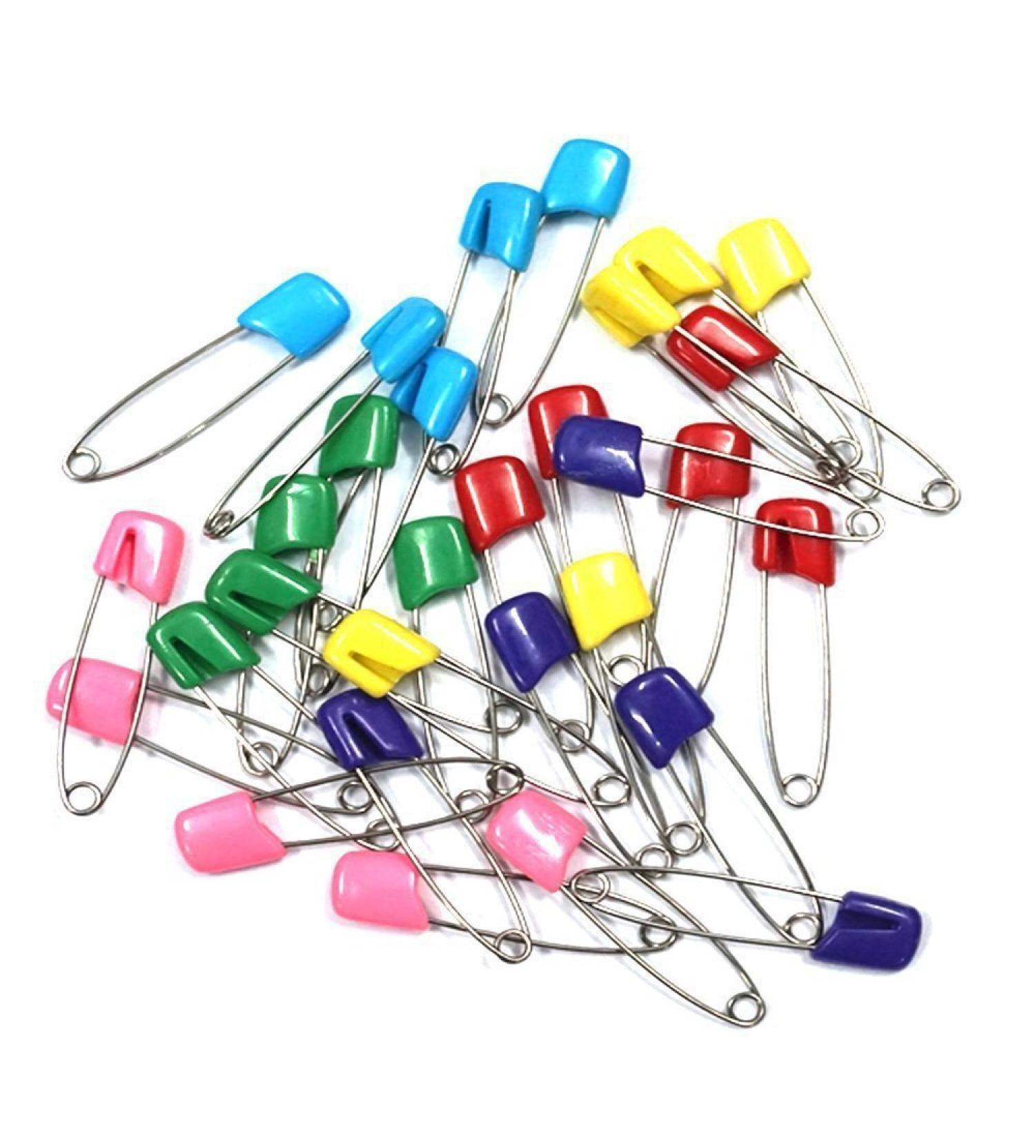 50 PCS Coolrunner Baby Safety Pins - Assorted Color Plastic Head Diaper Pins with Safety Locking Feature - Buy Online on GoSupps.com