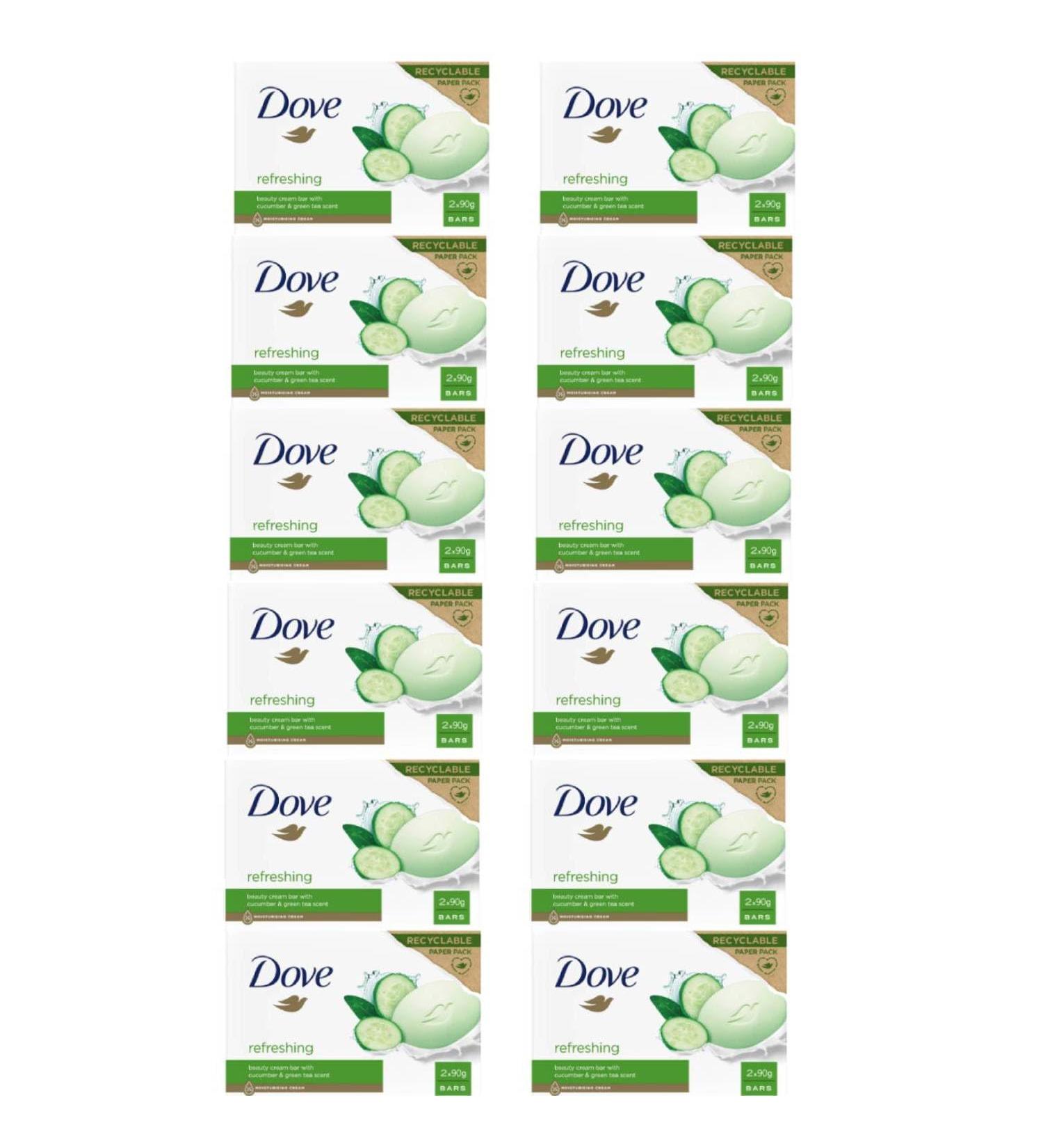  Dove Dove Beauty Cream Bar Solid Soap Various Fragrances 2 x 90 g (12 Units Cucumber and Green Tea) - Buy Online on GoSupps.com