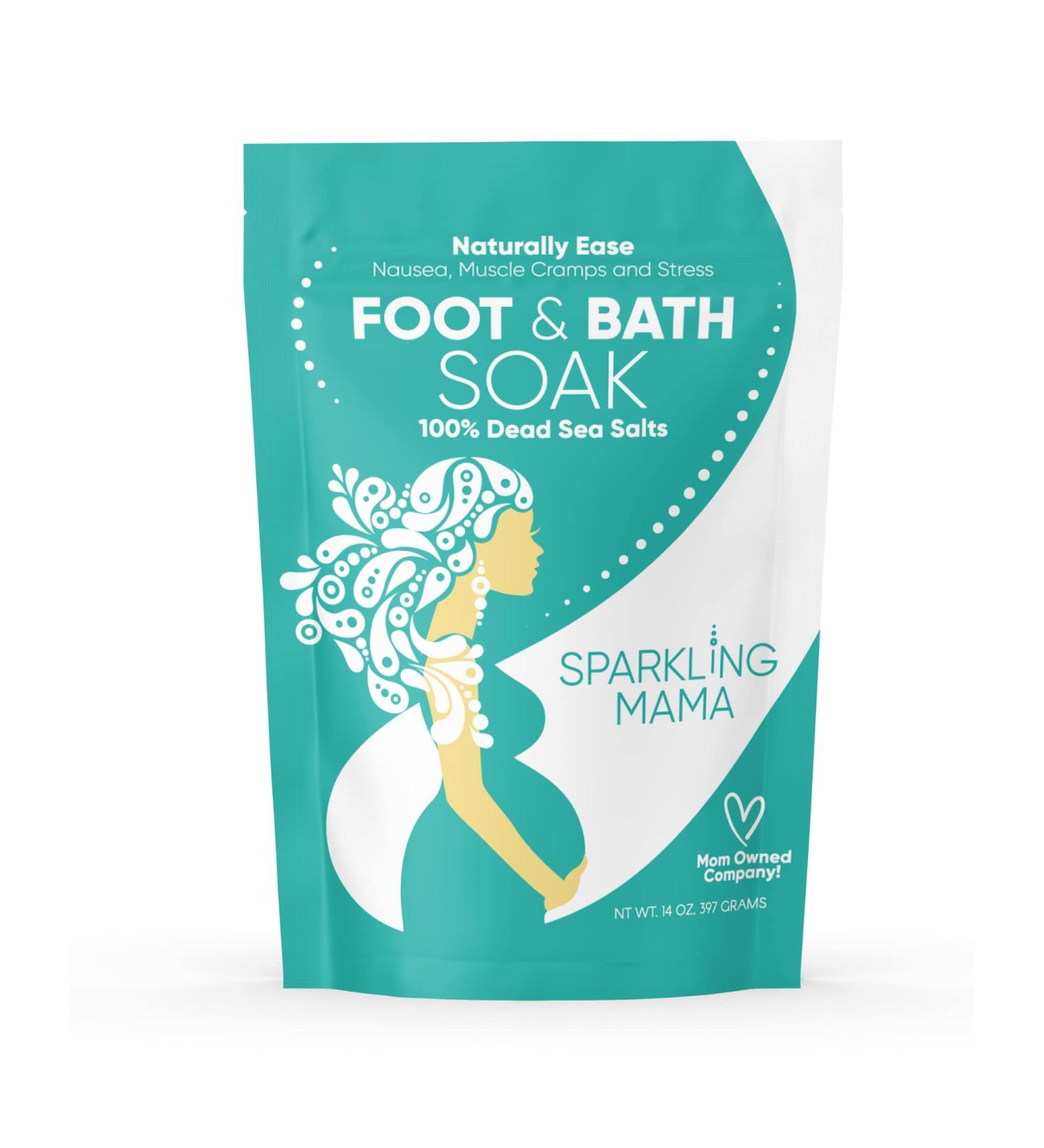 Sparkling Mama All Natural Dead Sea Salt Pregnancy Foot Soak 1lb | Calming Magnesium Bath Salts | Dr. Approved & Mom Created - Buy Online on GoSupps.com