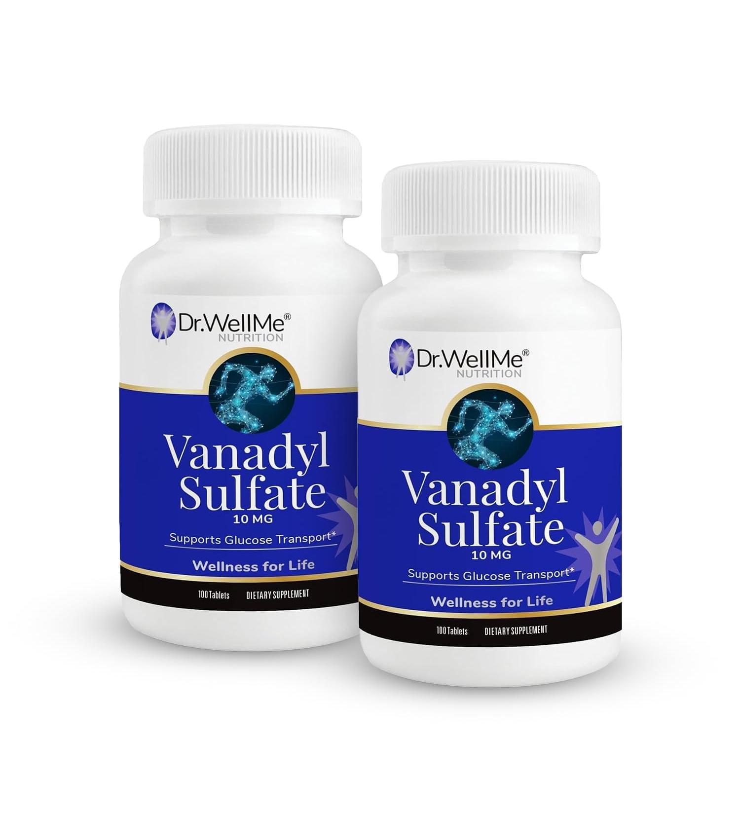 Dr. WellMe Vanadyl Sulfate 10mg 200 Tablets Glucose & Metabolism Health Non-GMO Gluten-Free Supplement for Men & Women - 2 Pack 100 Count (Pack of 2) - Buy Online on GoSupps.com