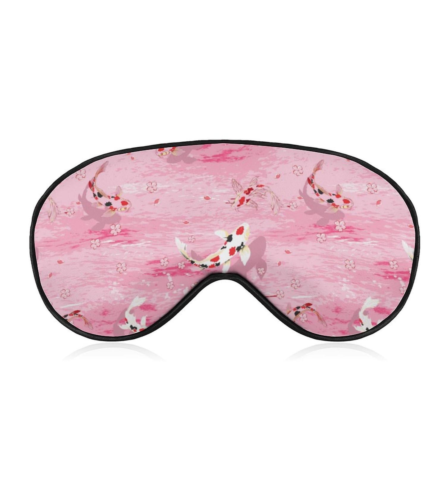 Pink Koi Fish Sleeping Mask | Sakura Flower Soft Sleep Mask | Adjustable Light-Blocking Eye Cover for Unisex | Perfect for Restful Sleep - Buy Online on GoSupps.com