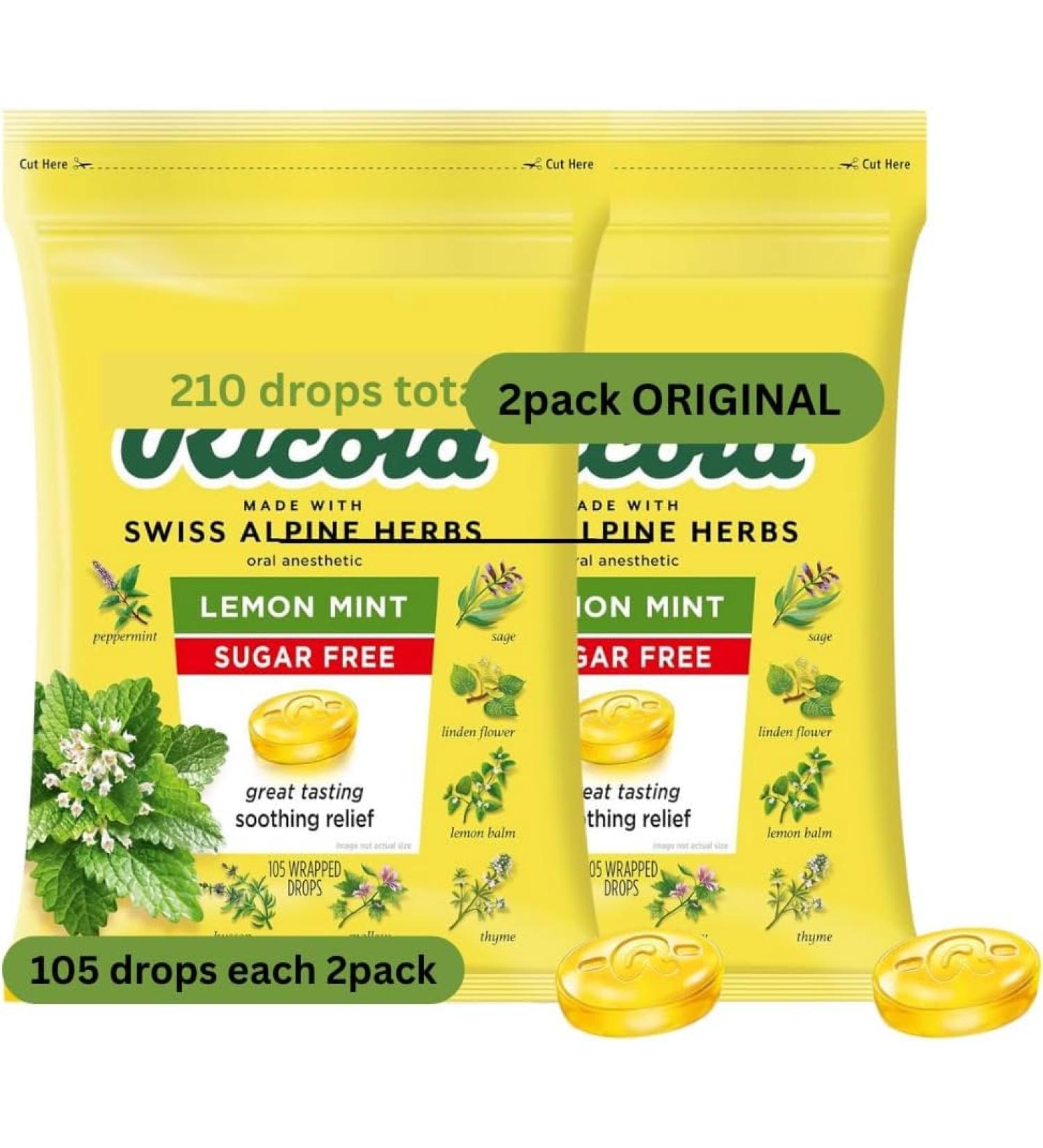 Lemon Mint Herbal Throat Drops Sugar Free 210 Total Count (2 Pack of 105) - Buy Online on GoSupps.com