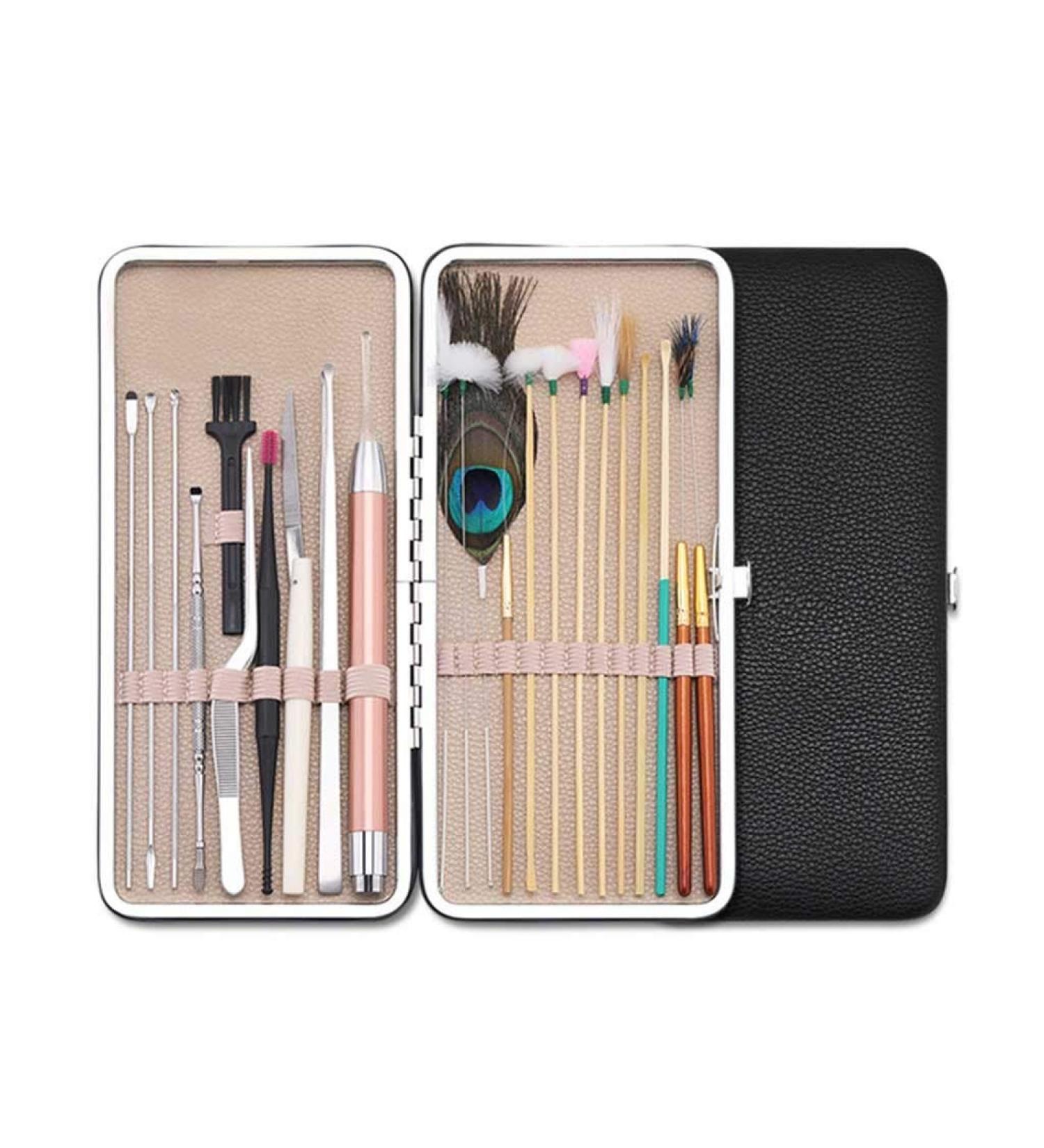 23PCS Ear Wax Removal Tool Kit Ear Pick Set Earwax Remover Spoon Ear Cleaning Care Tools with LED Light for Adult Ear Care (Color : Pink) (Black) - Buy Online on GoSupps.com