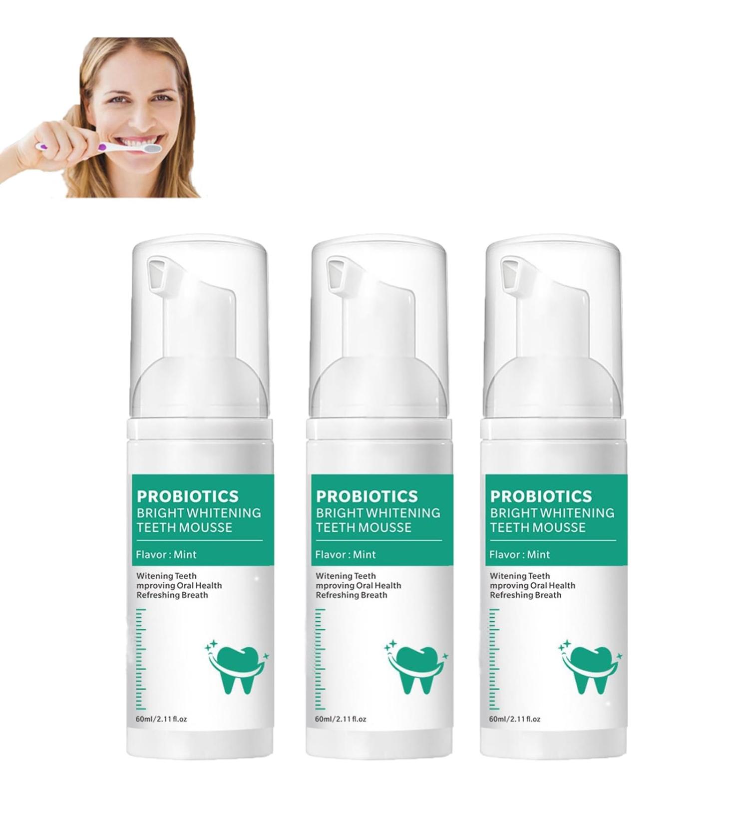 Whitening Toothpaste Mousse Probiotics Bright Whitening Teeth Mousse Herbal Brightening Oral Repair Mousse Teeth Mousse Toothpaste Refreshing Breath Deep Cleaning Toothpaste (3) - Buy Online on GoSupps.com