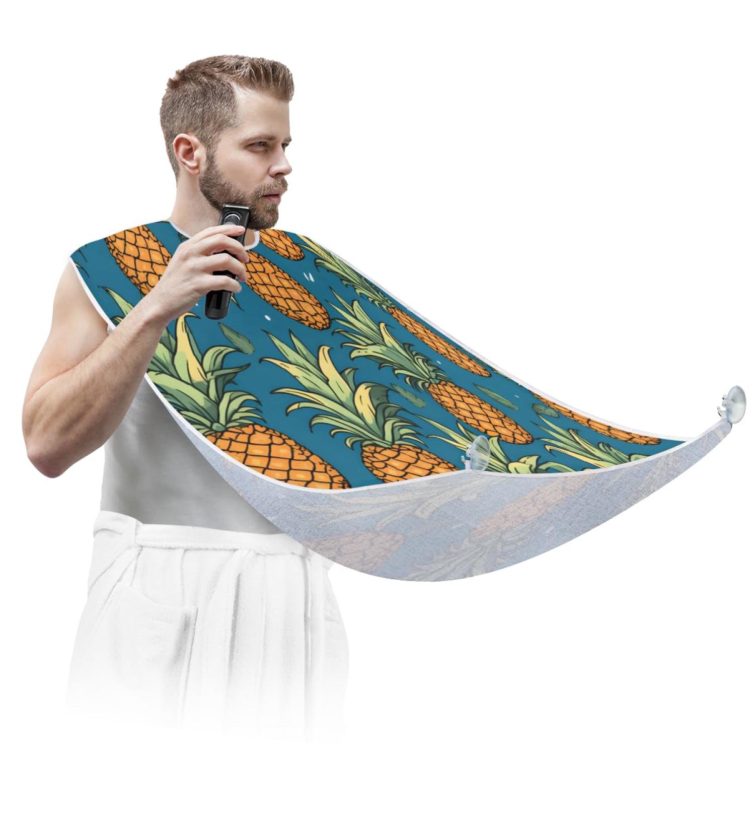 Summer Pineapple Beard Bib Apron - Ultimate Beard Hair Catcher for Men | Perfect Father's Day & Anniversary Gift with 2 Suction Cups - Buy Online on GoSupps.com