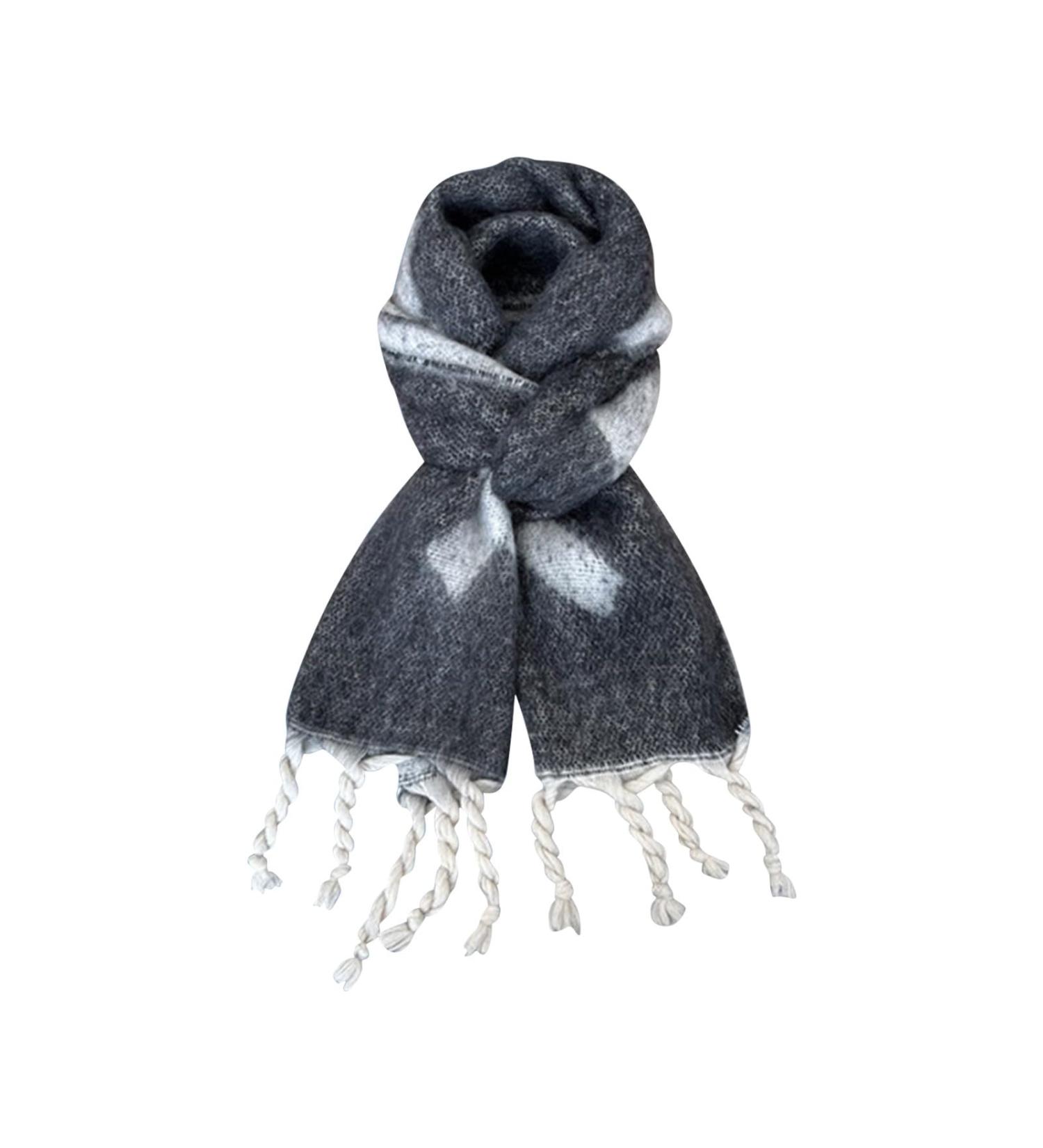 Elegant Dark Gray Triangular Scarf for Women | Autumn Winter Fashion Print | Warm Vintage Style - Buy Online on GoSupps.com
