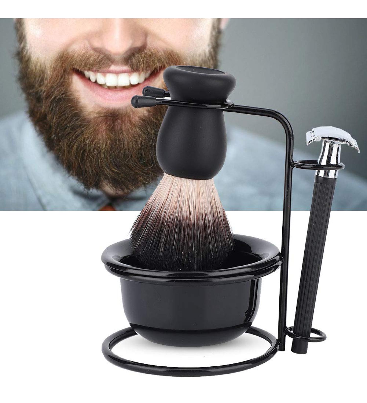 4 in 1 Men's Shaving Set - Premium Razor Gift Set with Heavy Duty Stand Soap Bowl Brush & Razor for Home Outdoors & Professional Use - Buy Online on GoSupps.com