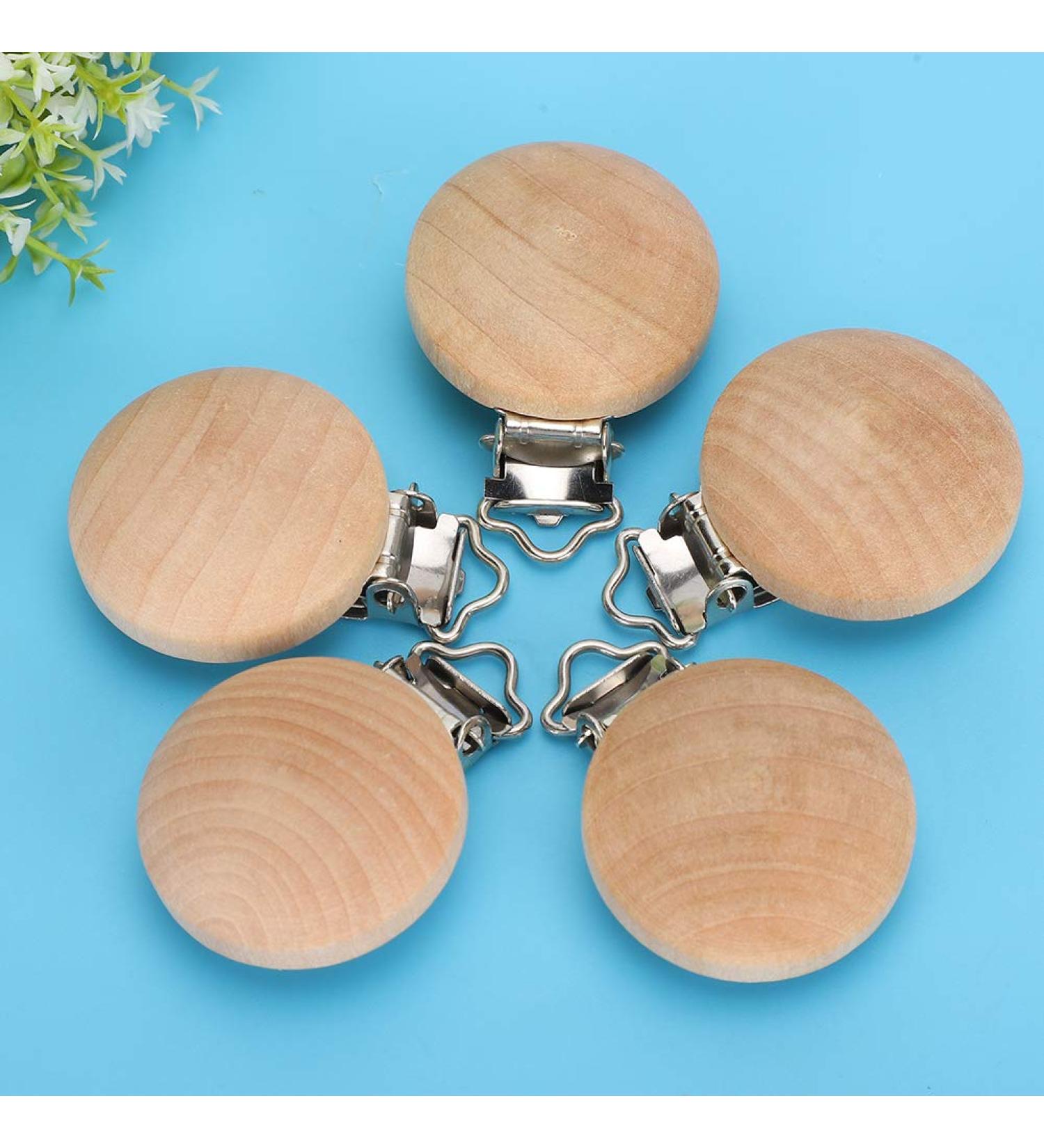 Charming Beech Wood Baby Pacifier Clips - Set of 5 - Cute & Durable Holders (3 cm) - Buy Online on GoSupps.com