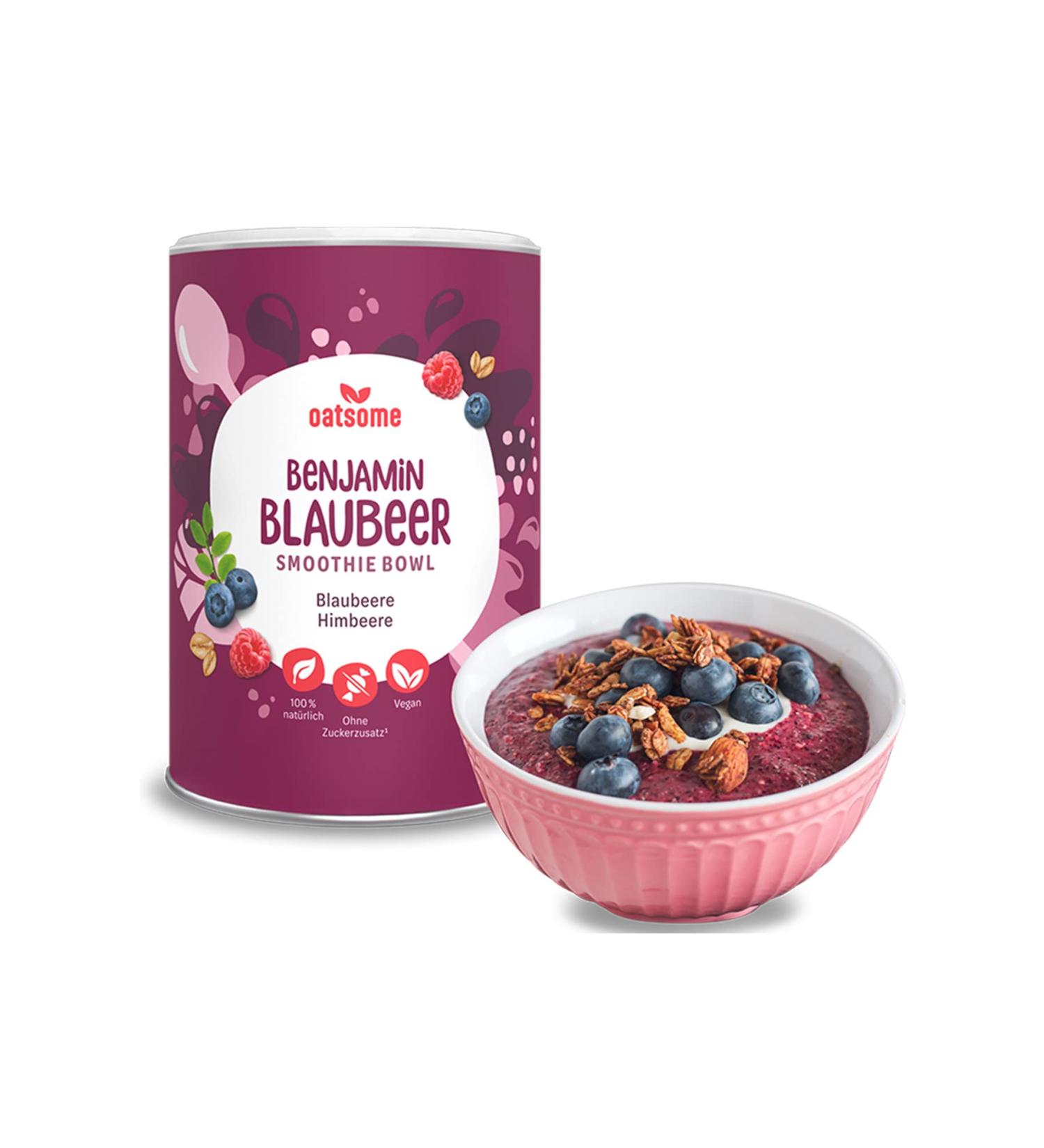 Benjamin Blueberry Smoothie Bowl - 100% Natural Nutrient Breakfast - Low Calorie & No Added Sugar - 400g Blueberry & Raspberry - Buy Online on GoSupps.com