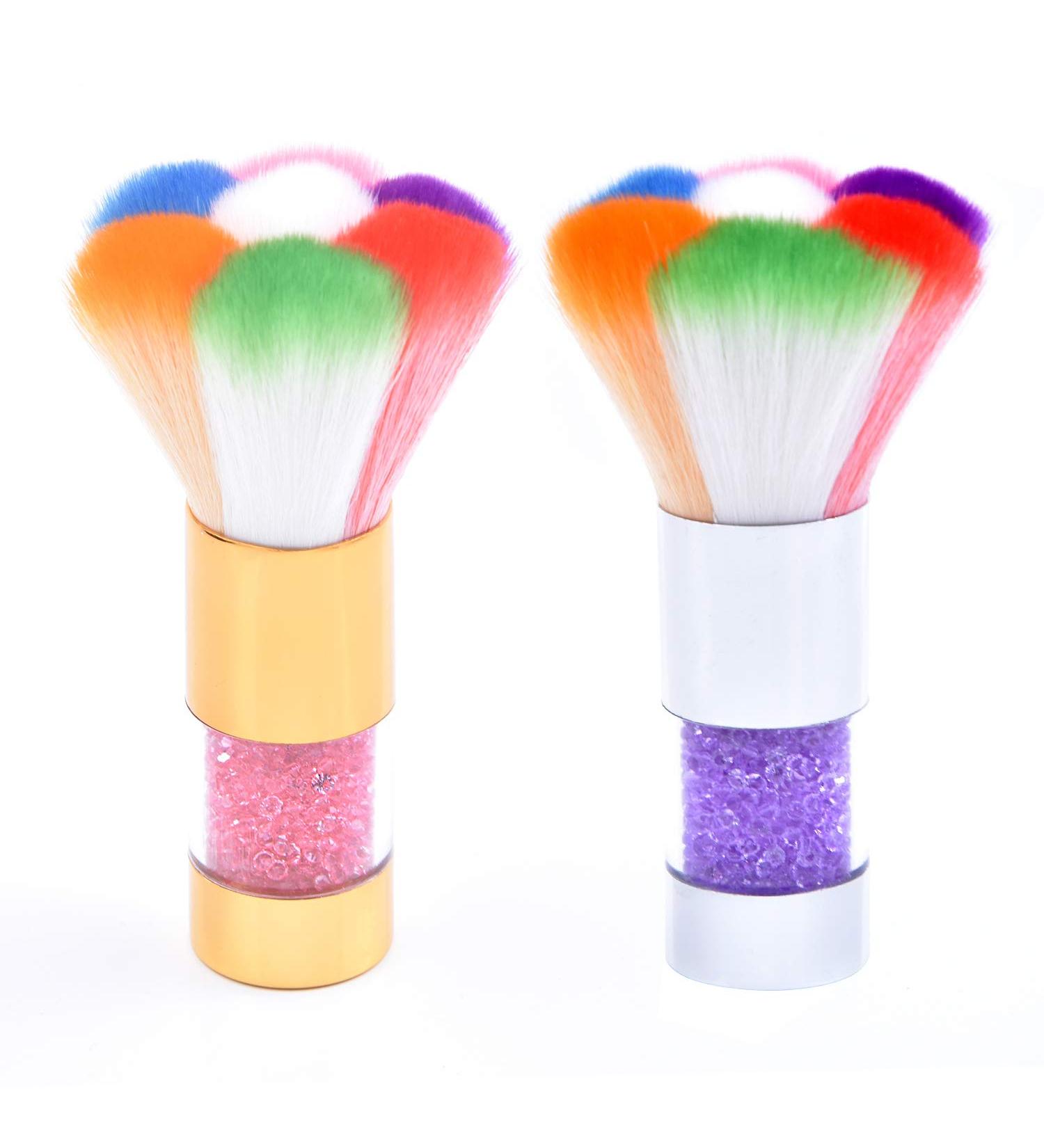 2Pcs Colorful Nail Art Dust Brush Remover for Acrylic & UV Gel Nails with Rhinestone Handle - Buy Online on GoSupps.com
