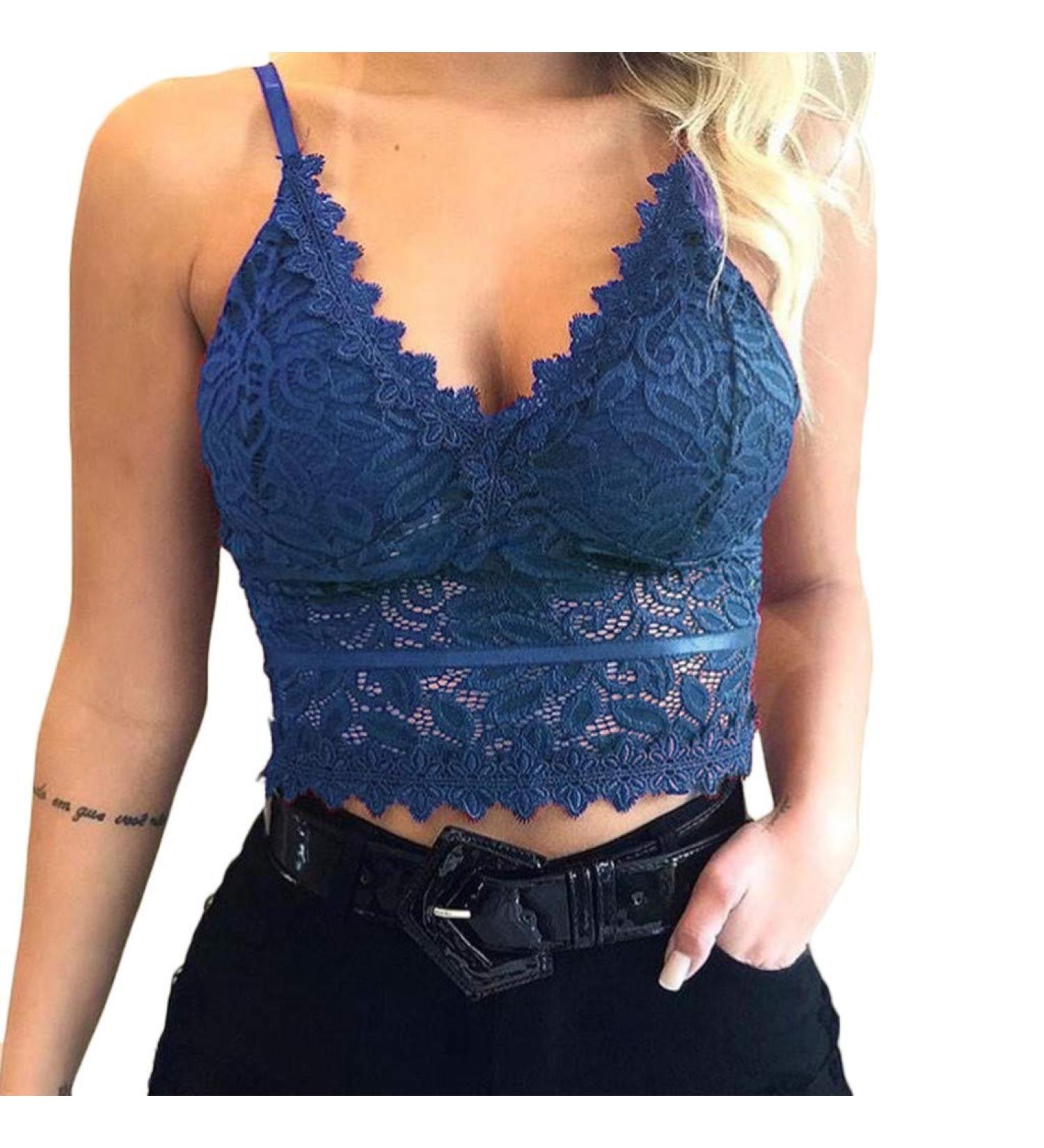 Shop Haiorziyou Sport BH for Big Breasts - Sexy Strappy Crop Top for Women & Teens - Boho Tank Bustier Neckholder - Plus Size XXL Blue - Buy Online on GoSupps.com