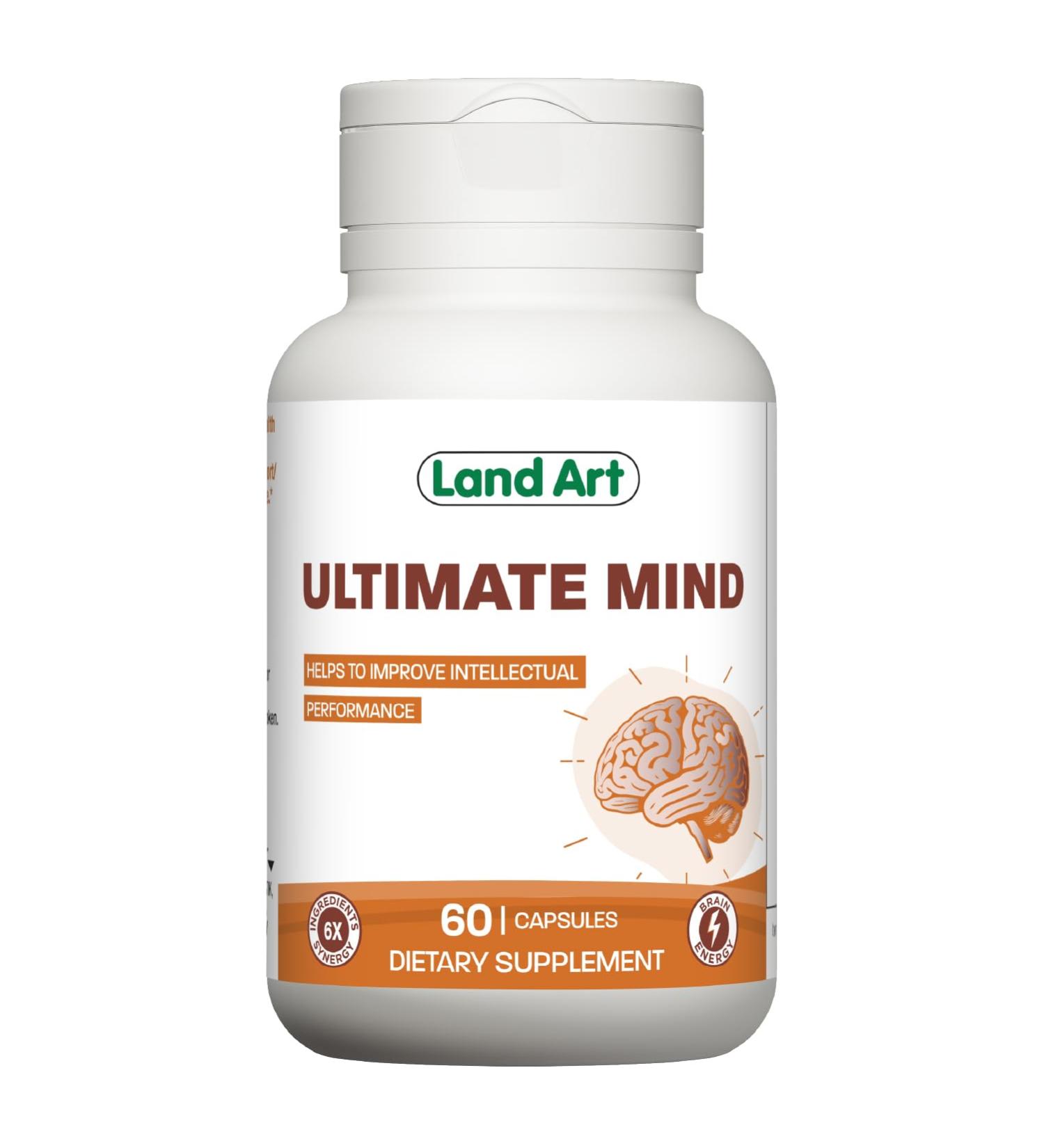 Ultimate Mind Brain Supplement Memory Focus Mental Sharpness Brain Booster Enhanced productivity 6 Ingredients: L-theanine Ginko Biloba Bacopa Monnieri Ginseng and more - 60 Capsules - Buy Online on GoSupps.com