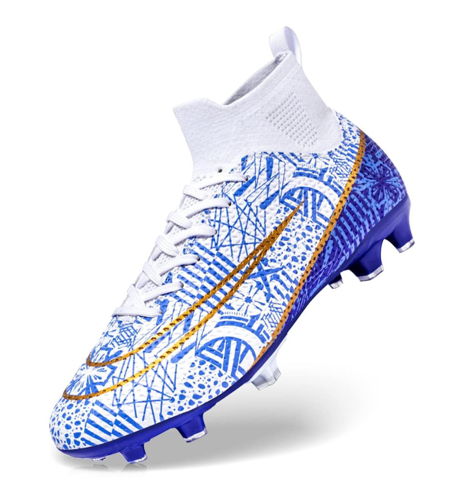 Dimaiglobal High Top Soccer Shoes for Men - Professional Microfiber Cleats for Outdoor Sports Youth Athletics and Football - Size 39 EU - White - Buy Online on GoSupps.com