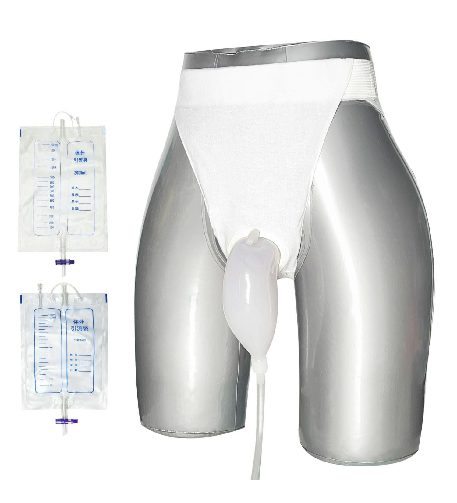 Wearable Reusable Urine Bags for Men | 2 Catheter Drainage Bags (1000ml & 2000ml) | Portable Silicone Collector for Elderly & Bedridden - Buy Online on GoSupps.com