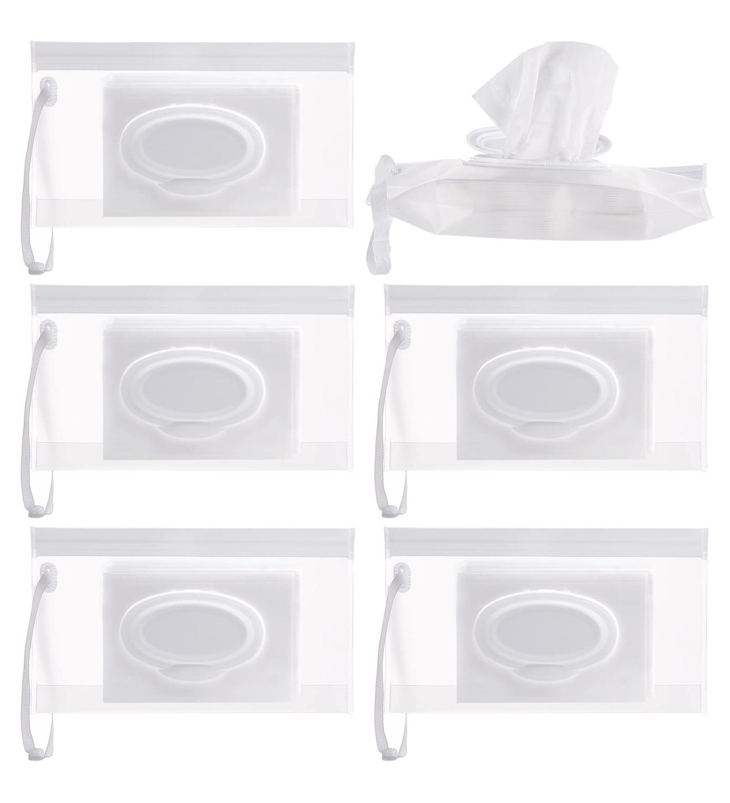 Susimond 6pcs Portable Wet Wipe Pouch Dispenser  Refillable Reusable Wipe Holder  Eco Friendly Baby Wipes Dispenser Container  Travel Wet Wipe Container for Travel  Strollers  Backpacks Clear - Buy Online on GoSupps.com