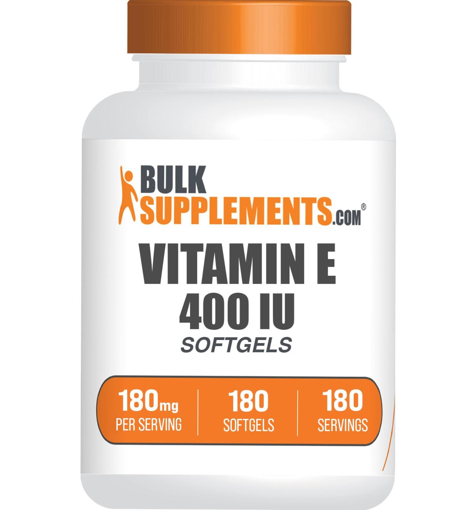 BulkSupplements.com Vitamin E 400 IU Softgels - Vitamin E Supplement as D-Alpha-Tocopherol Antioxidants - Gluten Free 1 Softgel per Serving 180 Count (Pack of 1) - Buy Online on GoSupps.com